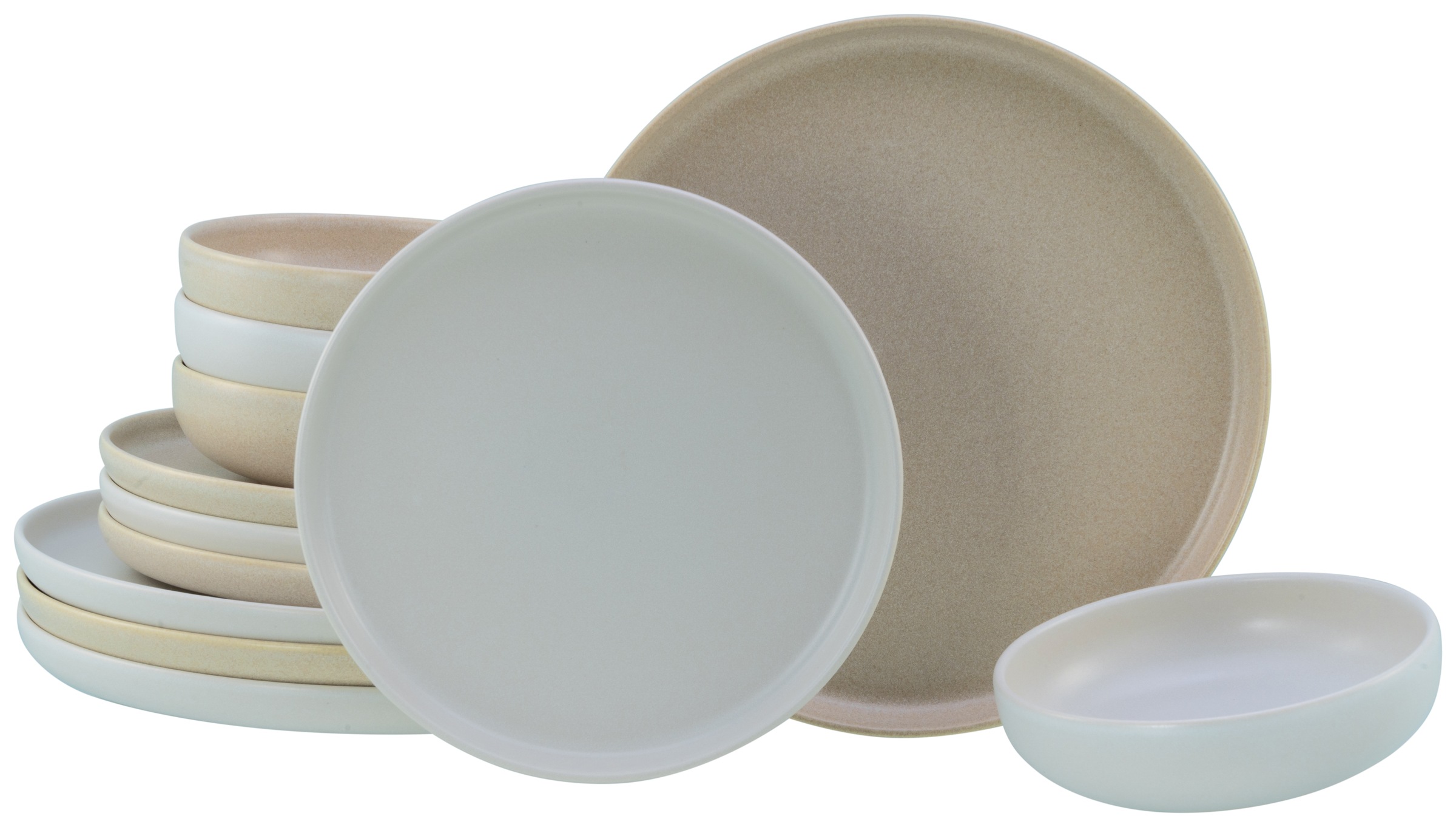 CREATABLE Teller-Set "Uno Toscana, Tellerset 12-tlg.", 12bunt, Geschirr-Sets, Puristische Formgebung, Inspiriert durch die Farben der Toscana