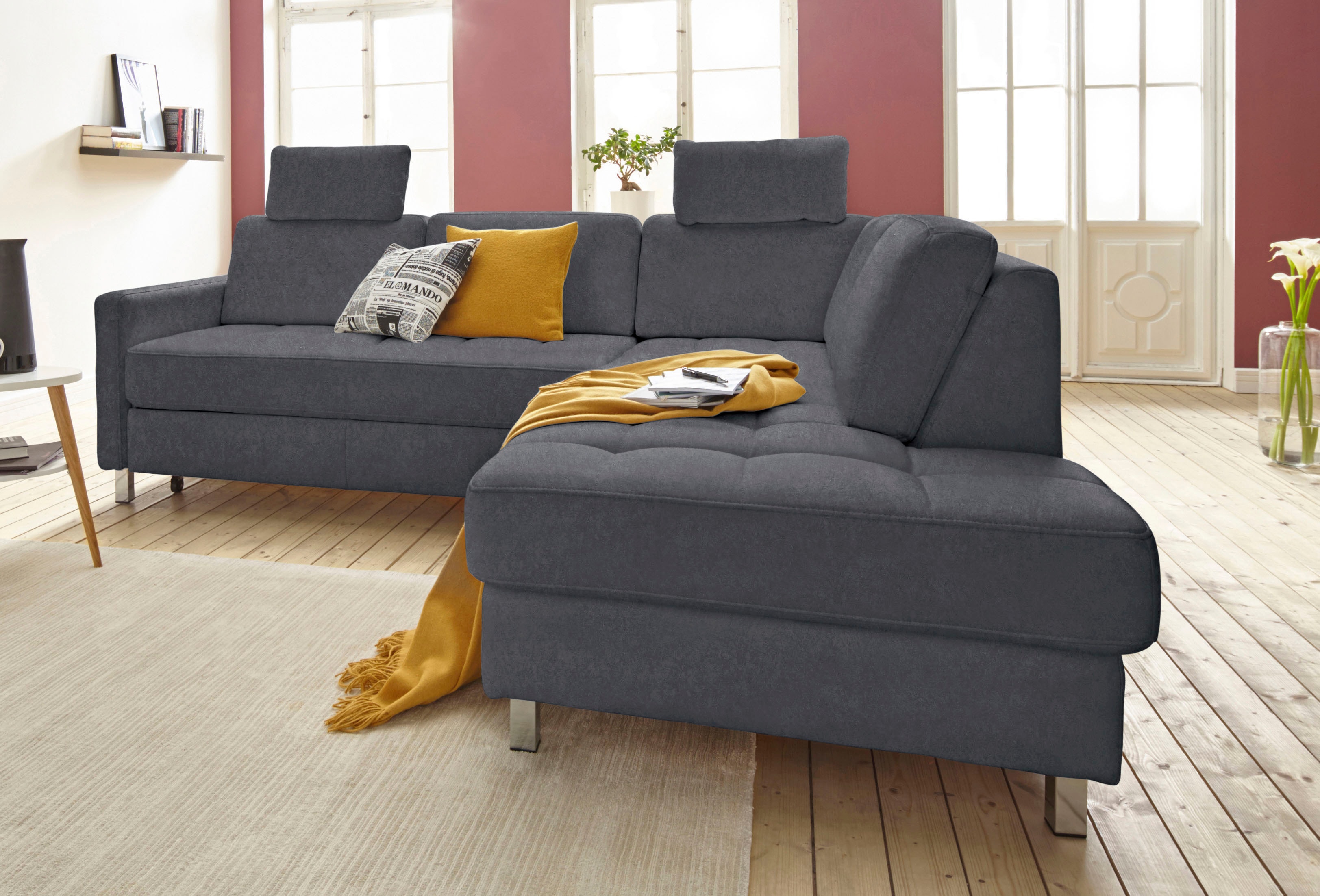 sit&more Ecksofa "Pablo L-Form" wahlweise mit Schlaffunktion und Bettkasten