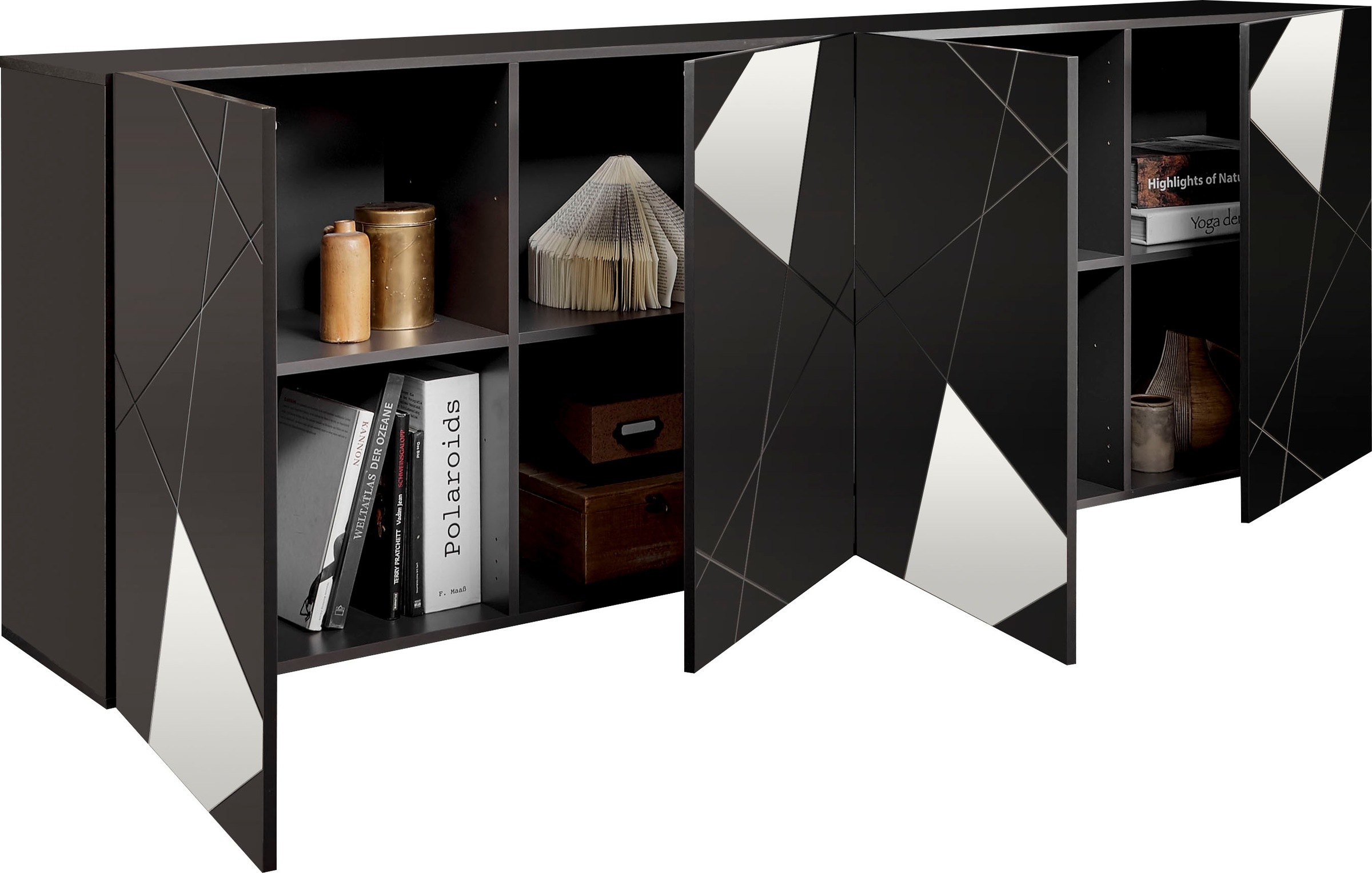 Thumbnail - Home affaire Sideboard "Vittoria, Breite 241 cm, 4 Türen" Fronten mit Siebdruck und Spiegelfront