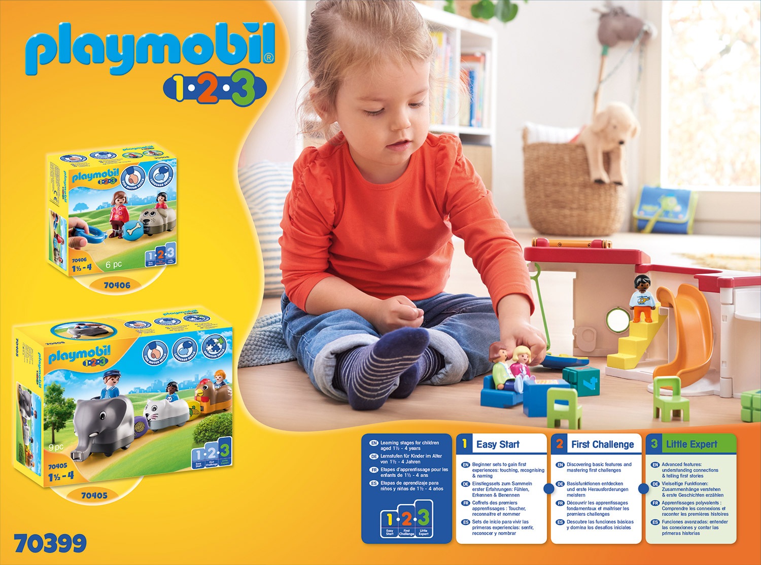 Playmobil® Konstruktions-Spielset »Mein Mitnehm-Kindergarten (70399), Playmobil 1-2-3«, (15 St.), Made in Europe