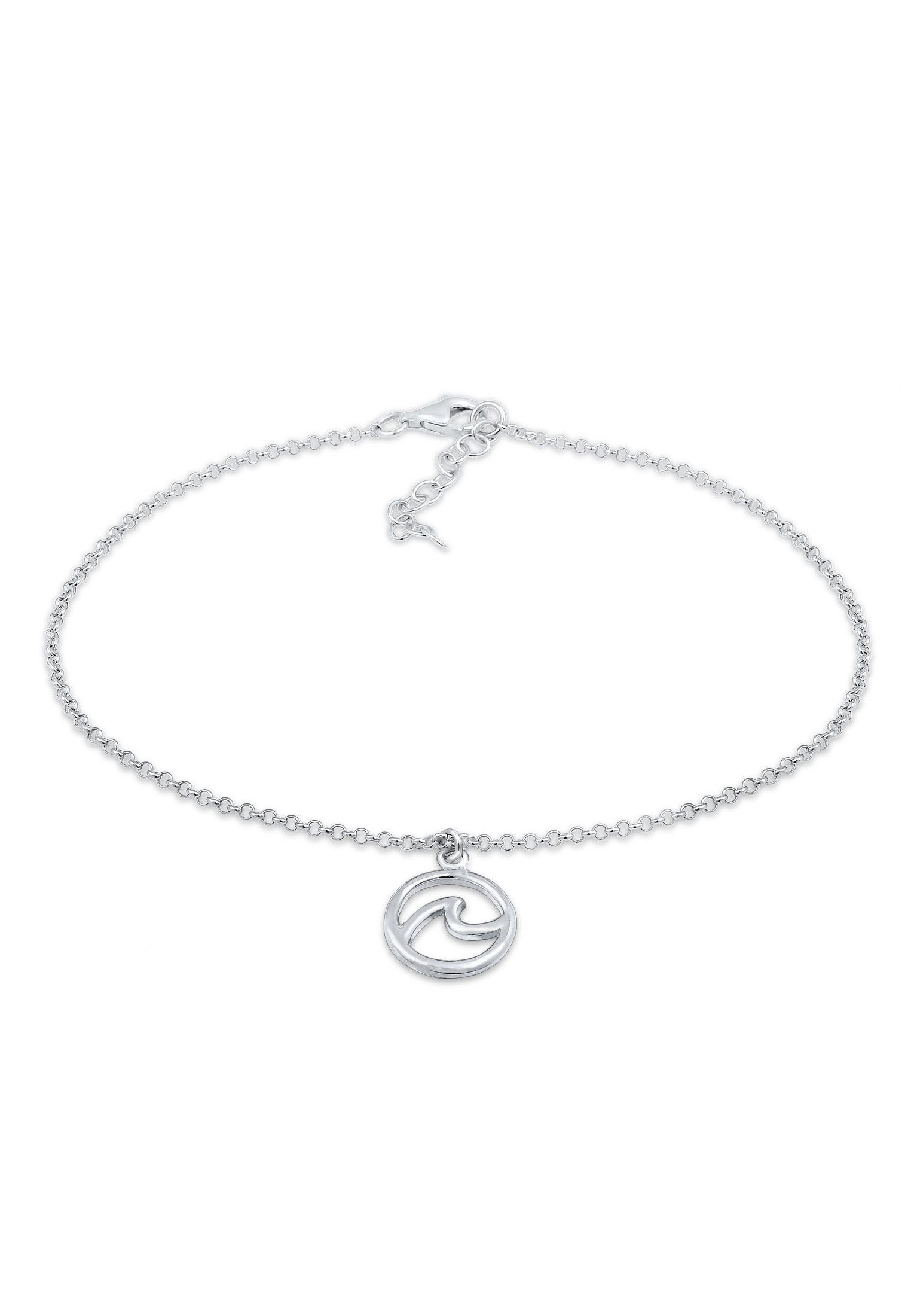 ELLI Damen Fußkette "Wellen Maritim 925 Sterling Silber", 22cm, Silber 925 (Sterlingsilber), silber, Silber 925 (Sterlingsilber), Fußketten