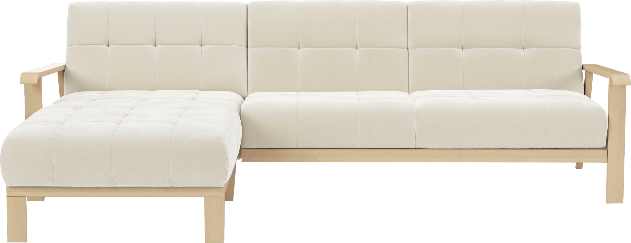 sit&more Ecksofa »Billund L-Form«, Armlehnen aus Buchenholz in natur, verschiedene Bezüge und Farben