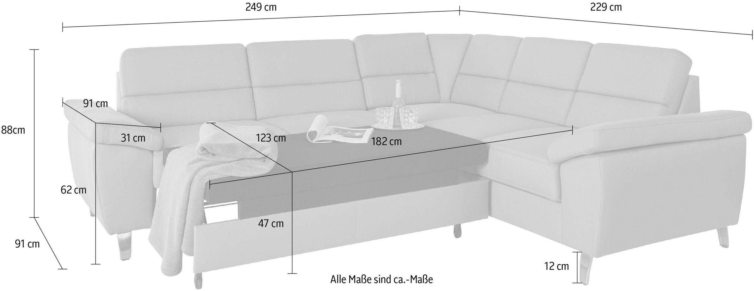 sit&more Ecksofa »Sorano«, wahlweise mit Bett- und Relaxfunktion, inkl.  Bettkasten | BAUR