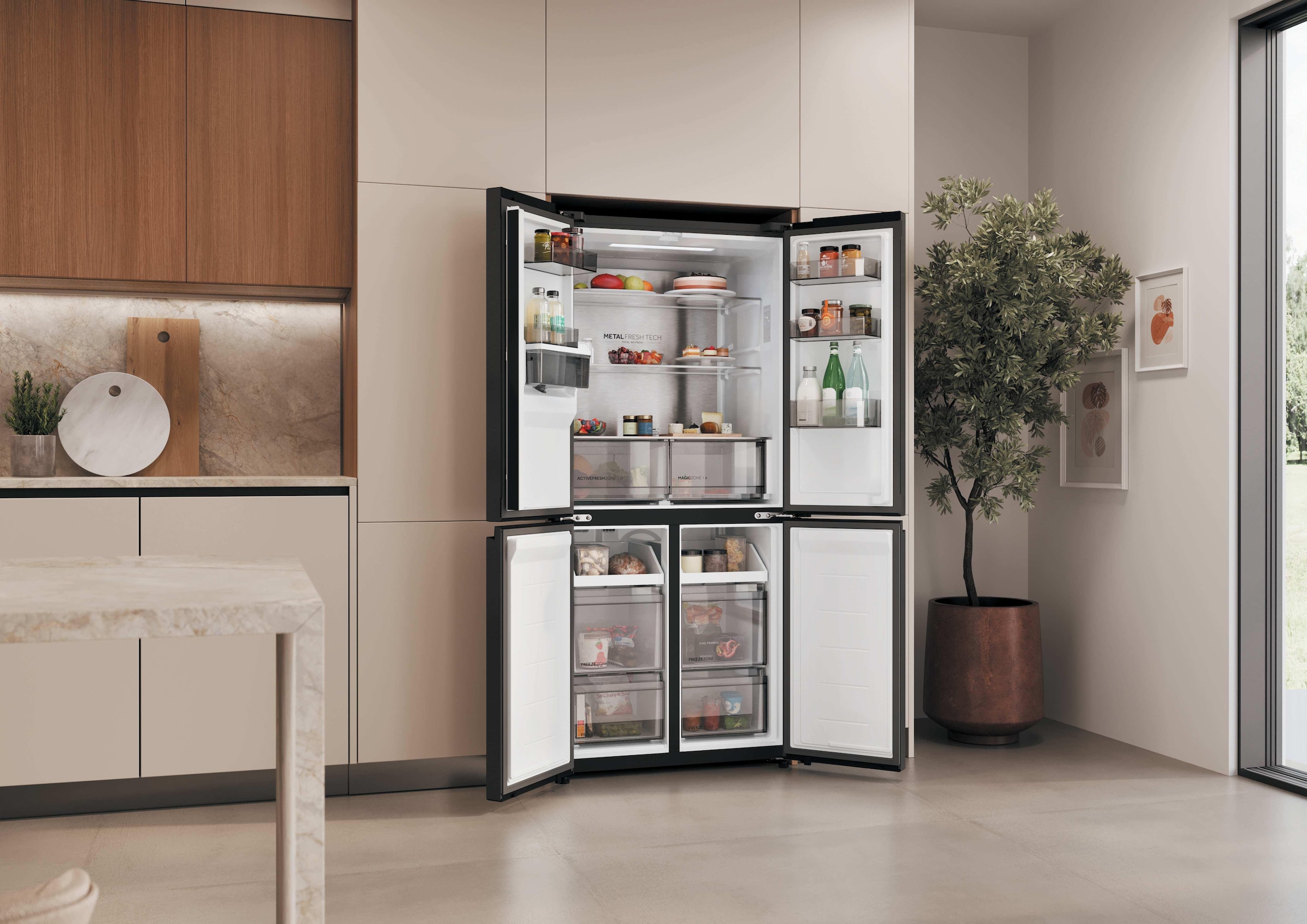 Haier Multi Door Cube 83 »HCR58S18CWMB« 185 cm hoch 83 cm breit Wasserdispenser mit Tank
