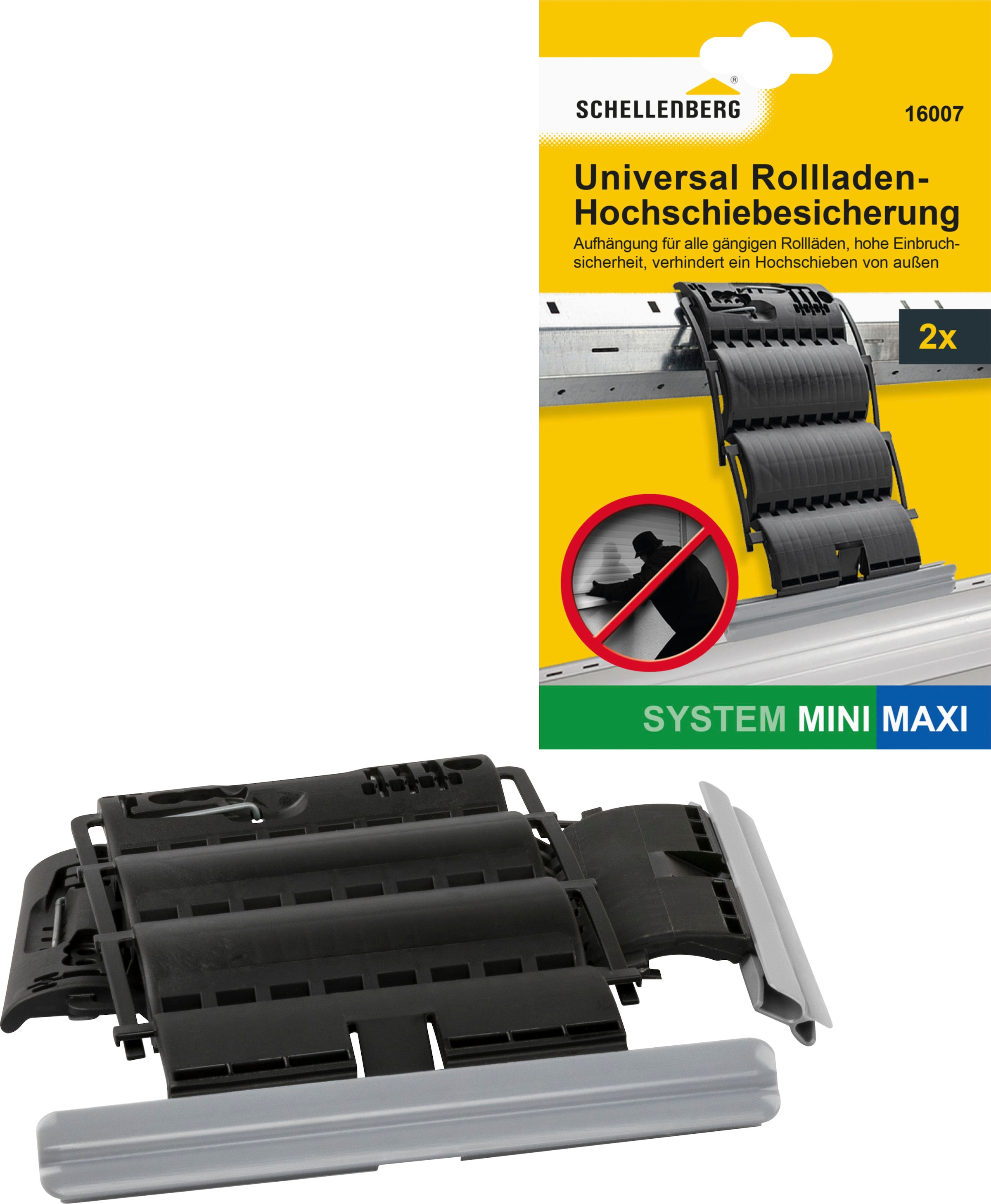 SCHELLENBERG Rollladensicherung "Universal Hochschiebesicherung, feste Wellenverbinder", (Set, 2 tlg.), einbruchshemmend