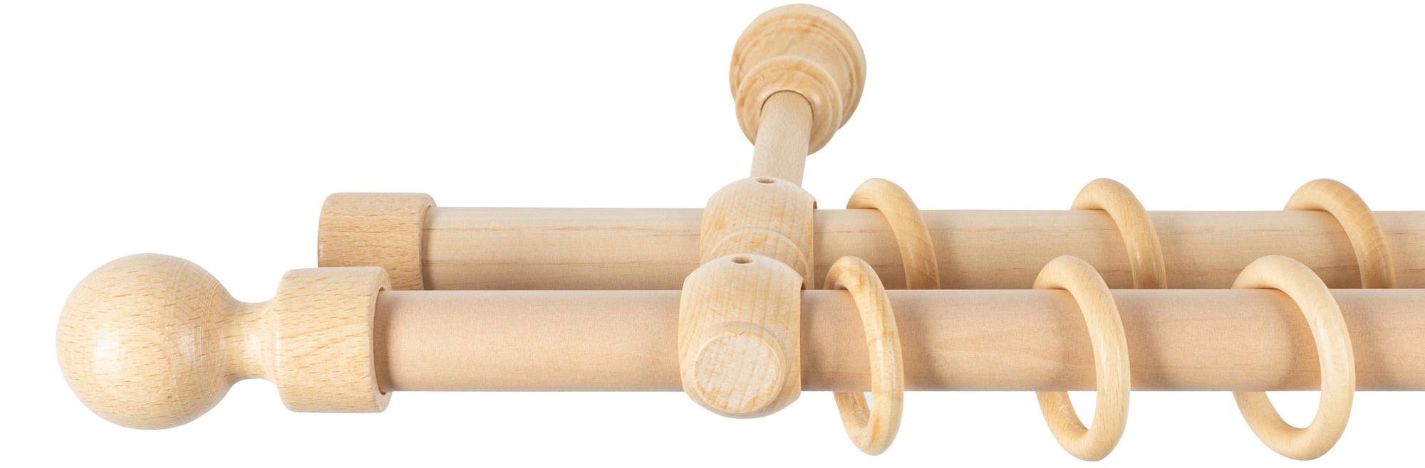SN DECO GROUP Gardinenstange "Giro" 2 läufig-läufig Fixmaß 28 mm, Holz, ver günstig online kaufen