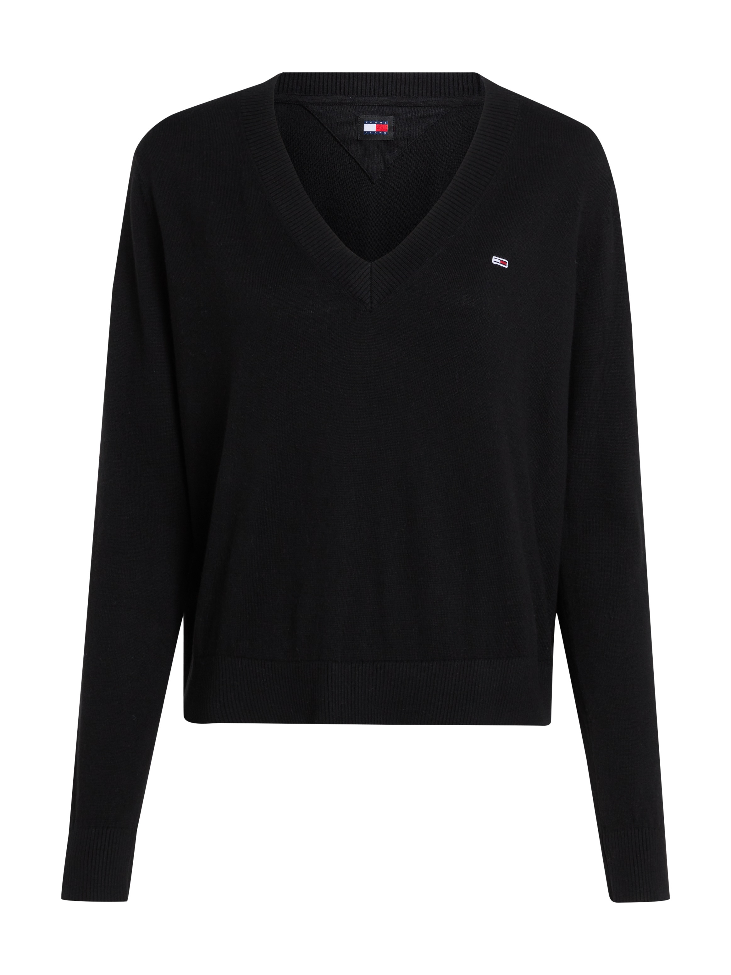 Tommy Jeans Strickpullover TJW ESSENTIAL VNECK SWEATER EXT mit Logostickere günstig online kaufen