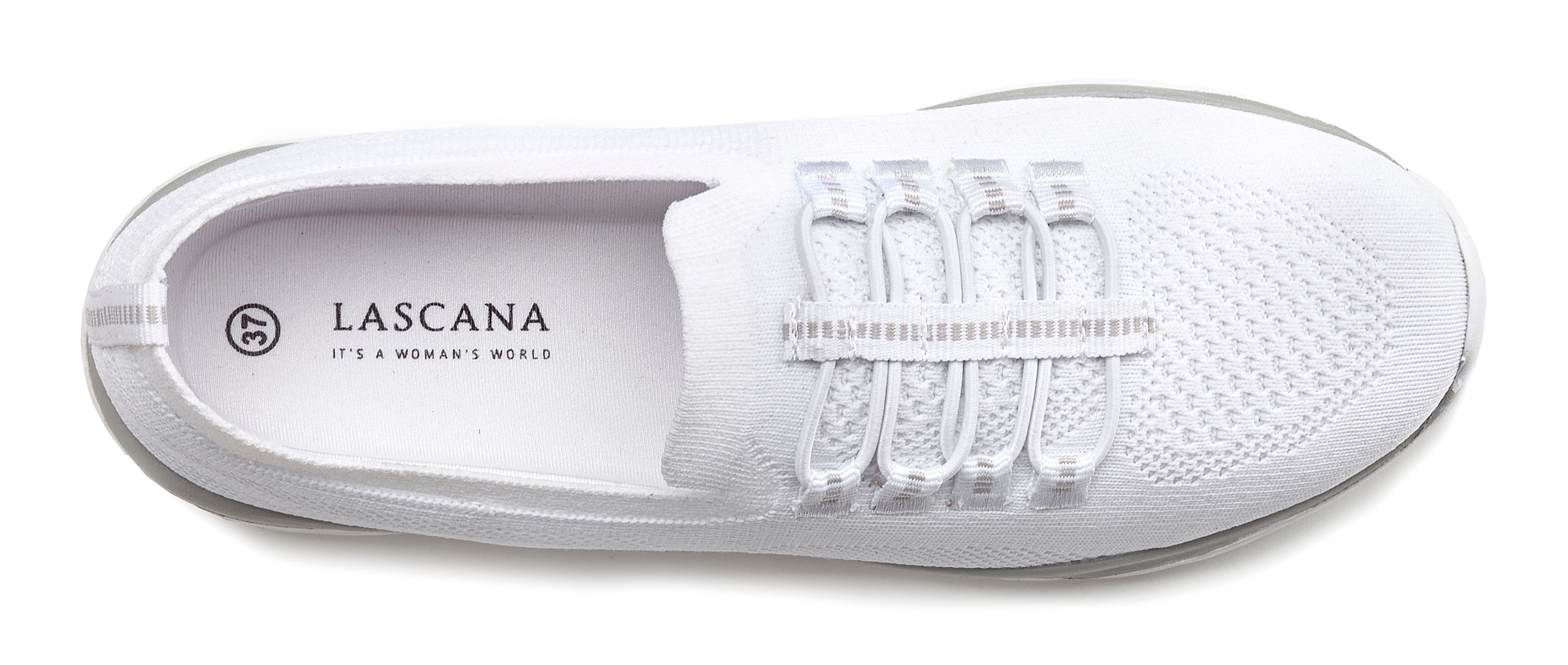 Sneaker LASCANA "Slipper, Halbschuh, Slip-On-Sneaker", Damen, Gr. 43, weiß, Obermaterial: 100% Textilmaterial. Decksohle: 100% Textilmaterial. Futter: 100% Textilmaterial. Laufsohle: 100% Synthetik, unifarben, Basic, Schuhe Sneaker, aus leichtem Textil-Ma 3