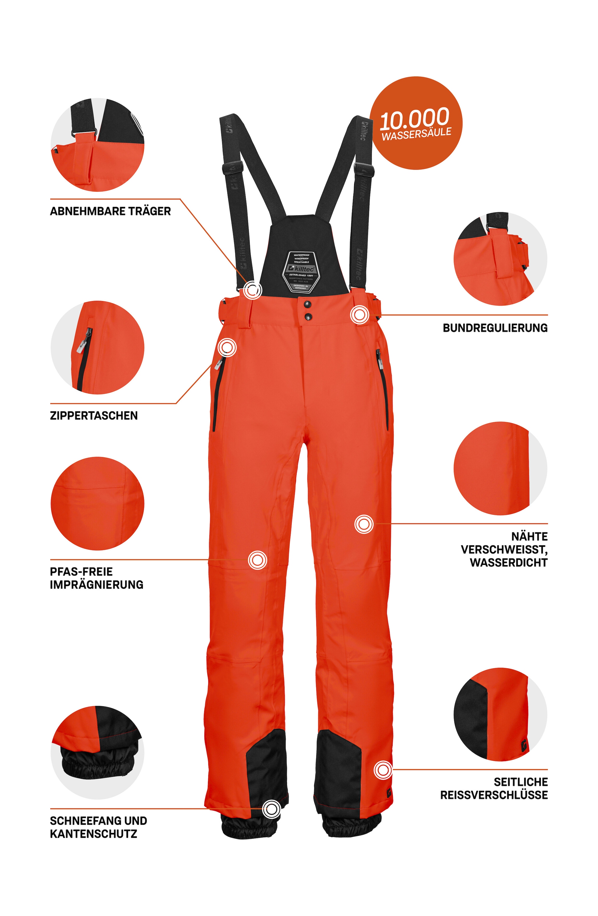 Killtec Skihose »KSW 100 ENOSH MN SKI PNTS«, Wind- und wasserdichte Skihose, verstellbar, mit Schneefängen