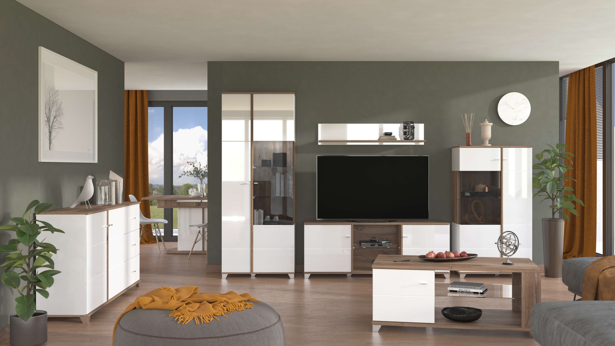 INOSIGN Vitrine »Burgundy Vitrinenschrank, Standvitrine, Showcase«, Hochglanzfronten, Glastür, Komplettes Innenleben