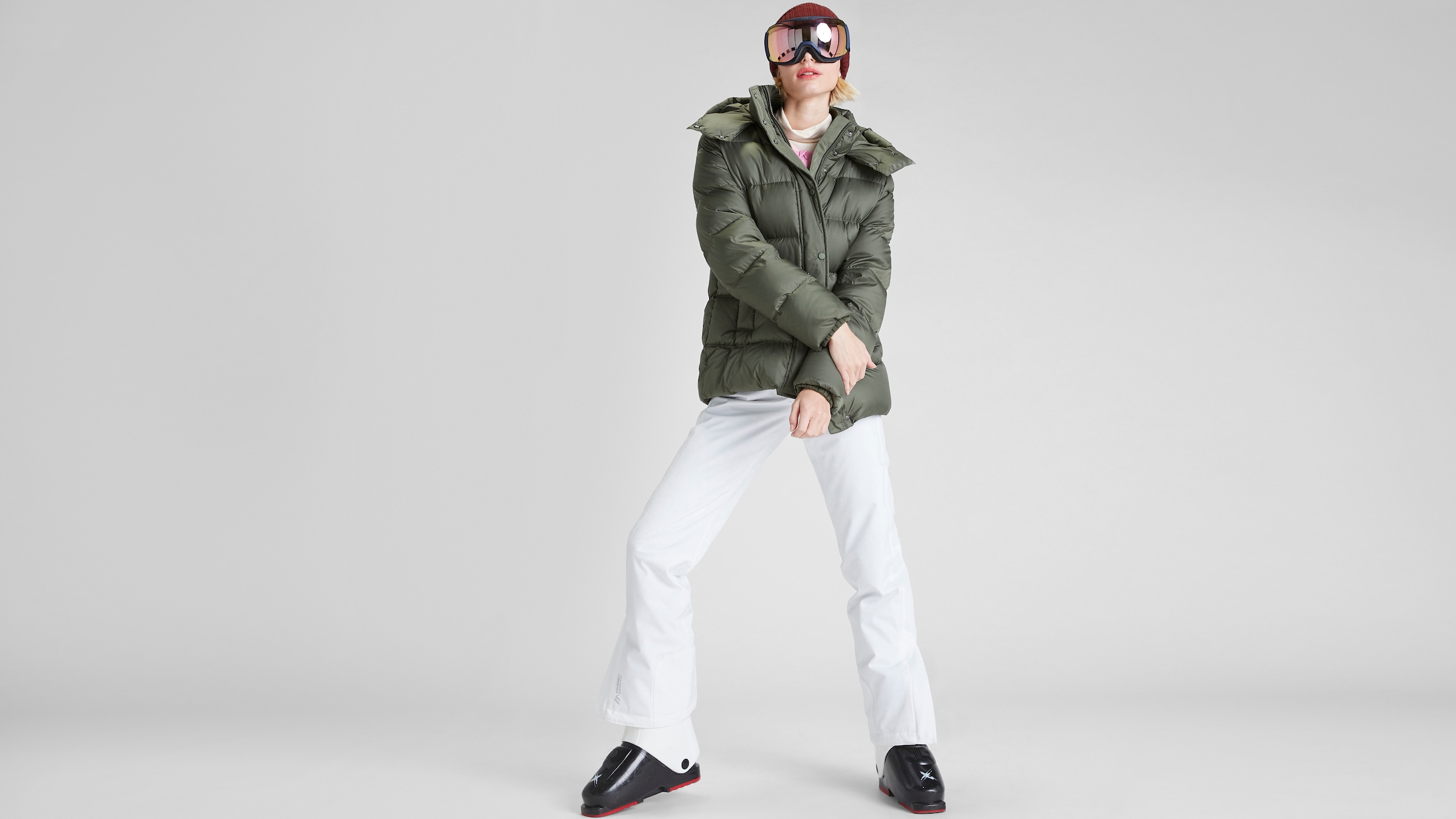 MAIER SPORTS Damen Skihose "Allissia slim", weiß, Gr. 34, 90% Polyester, 10% Elasthan, Hosen, Damen Schneehose, wind- und wasserdicht, 2 RV-Taschen,