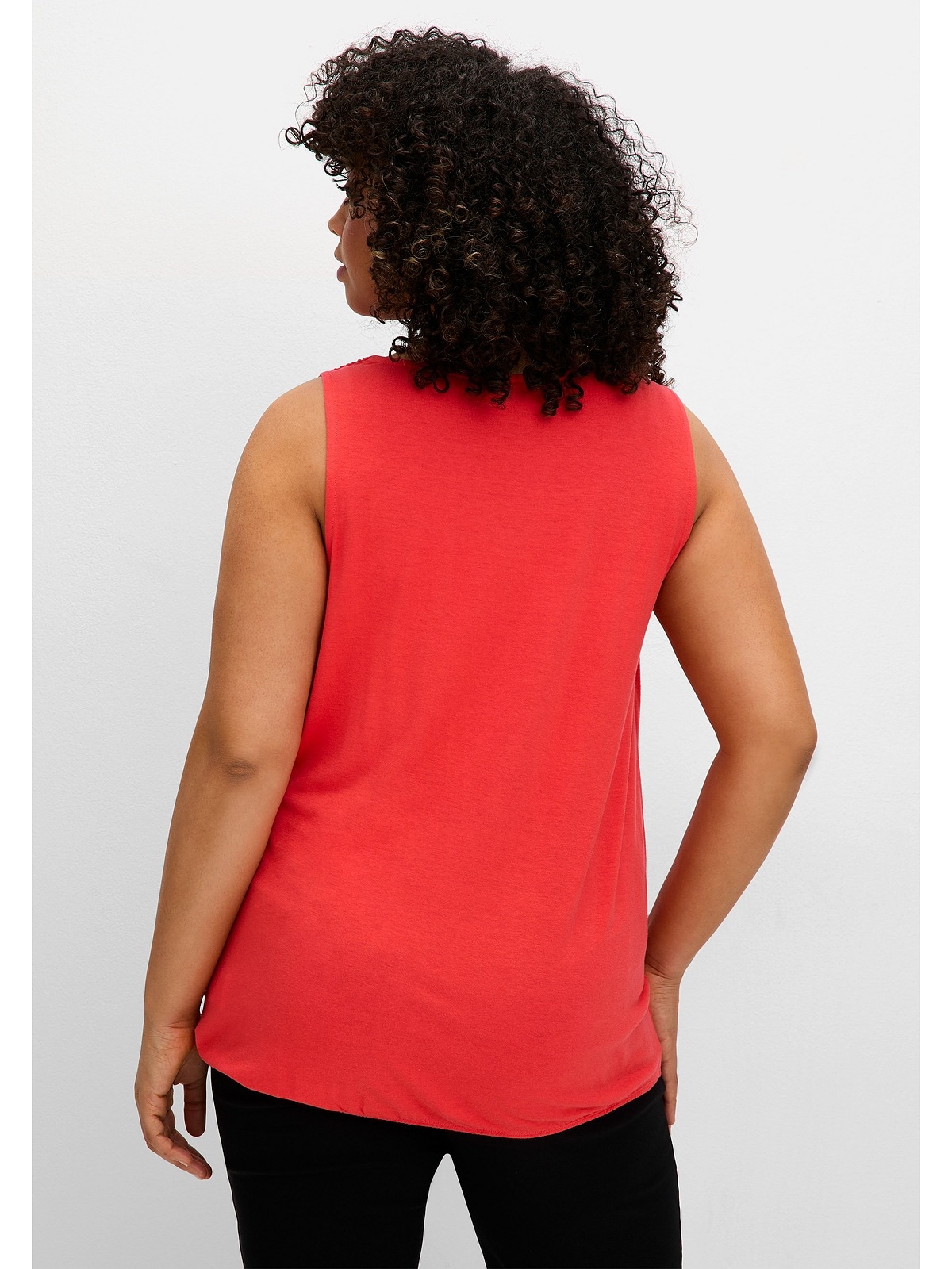 Sheego Tanktop "Große Größen", mit Wasserfallkragen und Gummibund günstig online kaufen