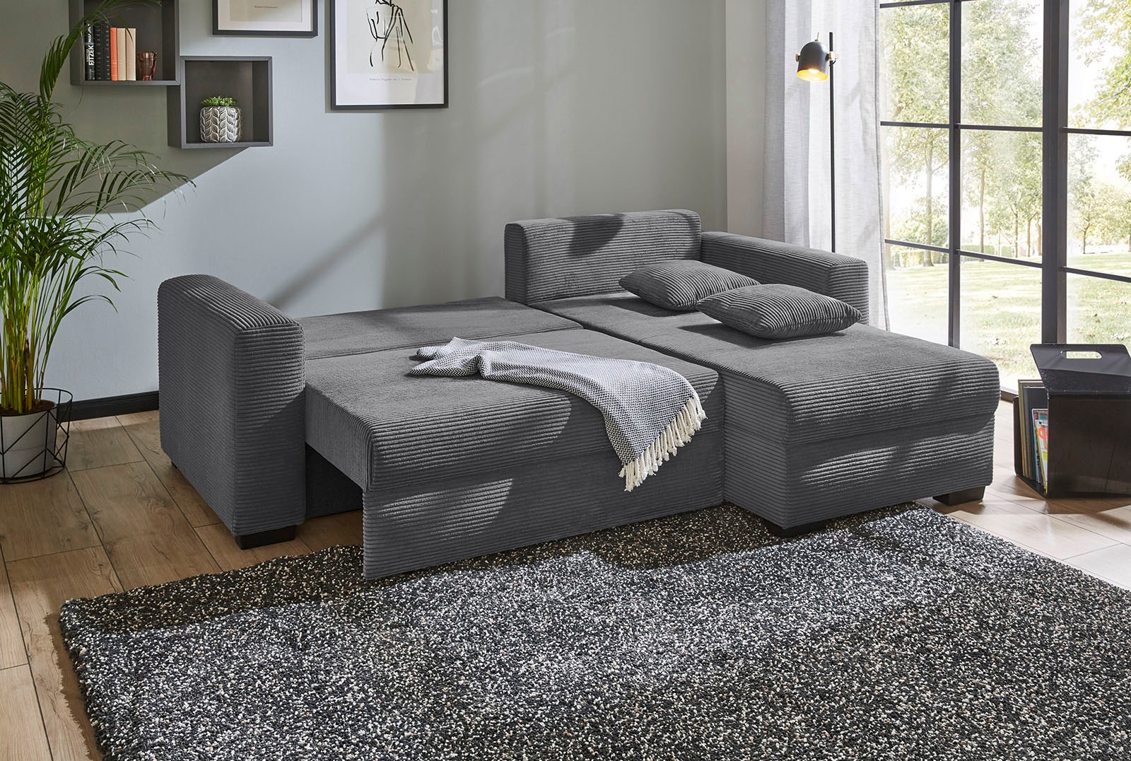Jockenhöfer Gruppe Ecksofa »Elmau L-Form, B: 235cm«, mit Bettfunktion, Bettkasten & 2 Zierkissen