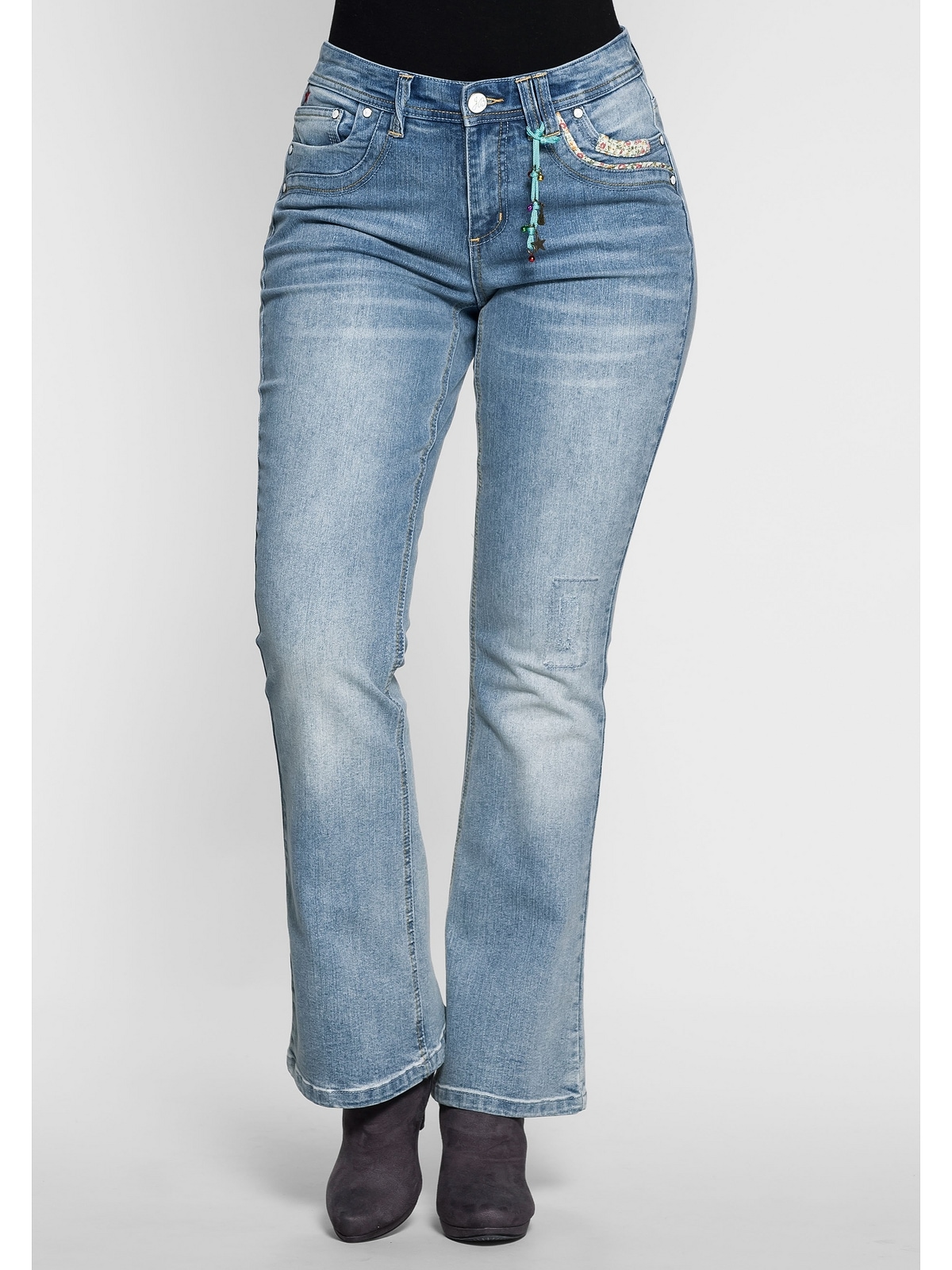 Bootcut-Jeans »Große Größen«, mit Pailletten am Bund