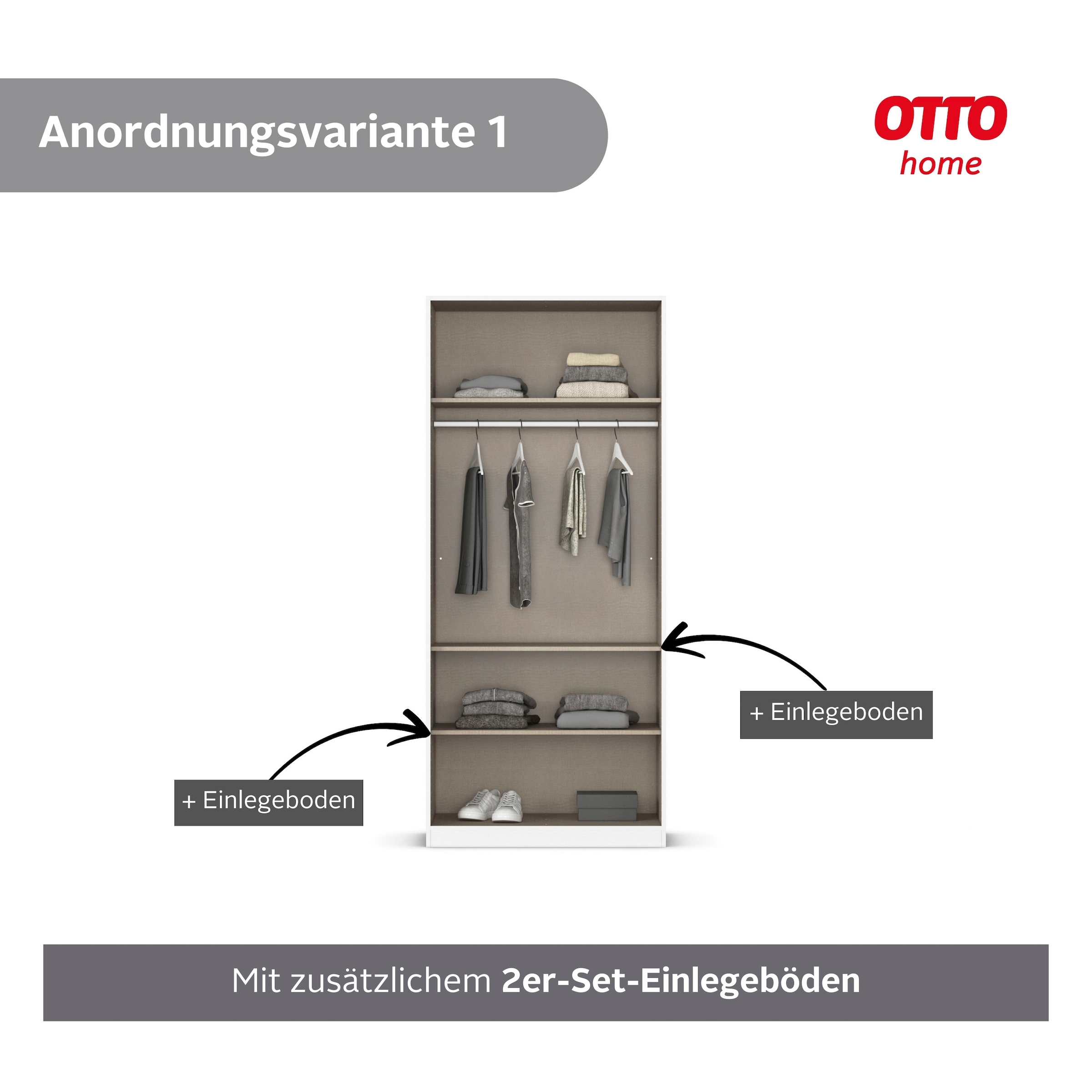 OTTO home Kleiderschrank »Mehrzweckschrank Aktenschrank Möbel Mietswohnung Garderobe AGORDO« durchdachte Innenausstattung kleine und große Räume MADE IN GERMANY