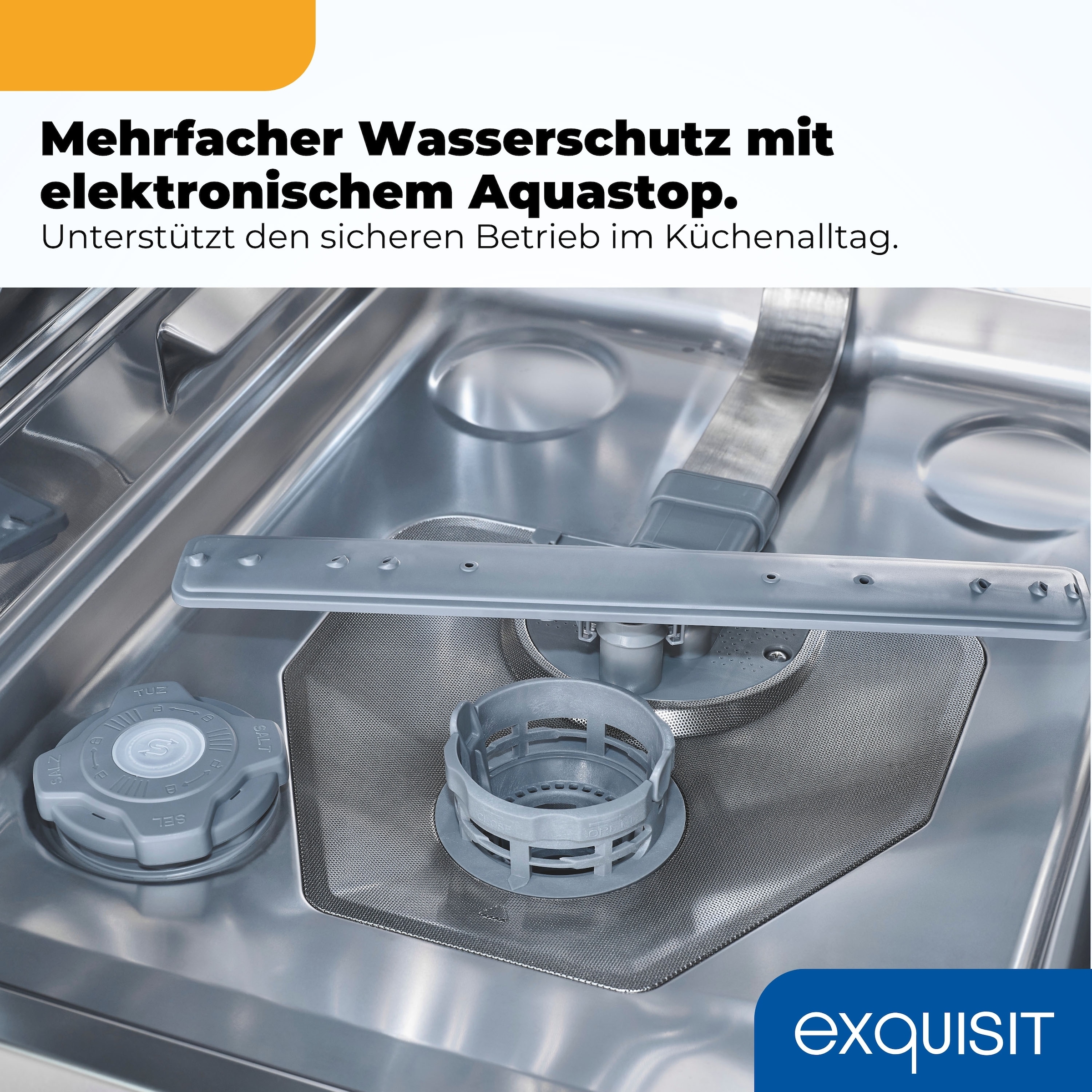 exquisit vollintegrierbarer Geschirrspüler 1009 »EGSP1009-E-450D schwarz« 10 l 9 tlg. Maßgedecke 9 Maßgedecke & flüsterleise 49 dB – stark und angenehm ruhig