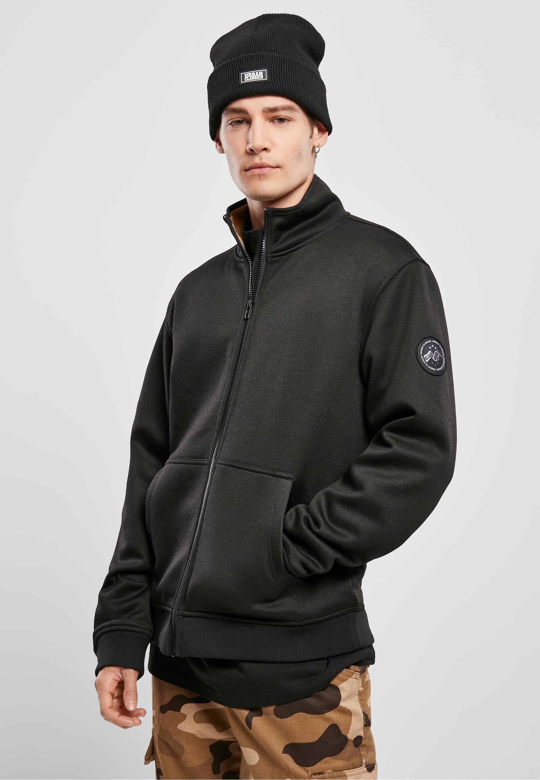 URBAN CLASSICS Anorak »Urban Classics Herren Teddy Bonded Zip Jacket«, (1 St.), ohne Kapuze