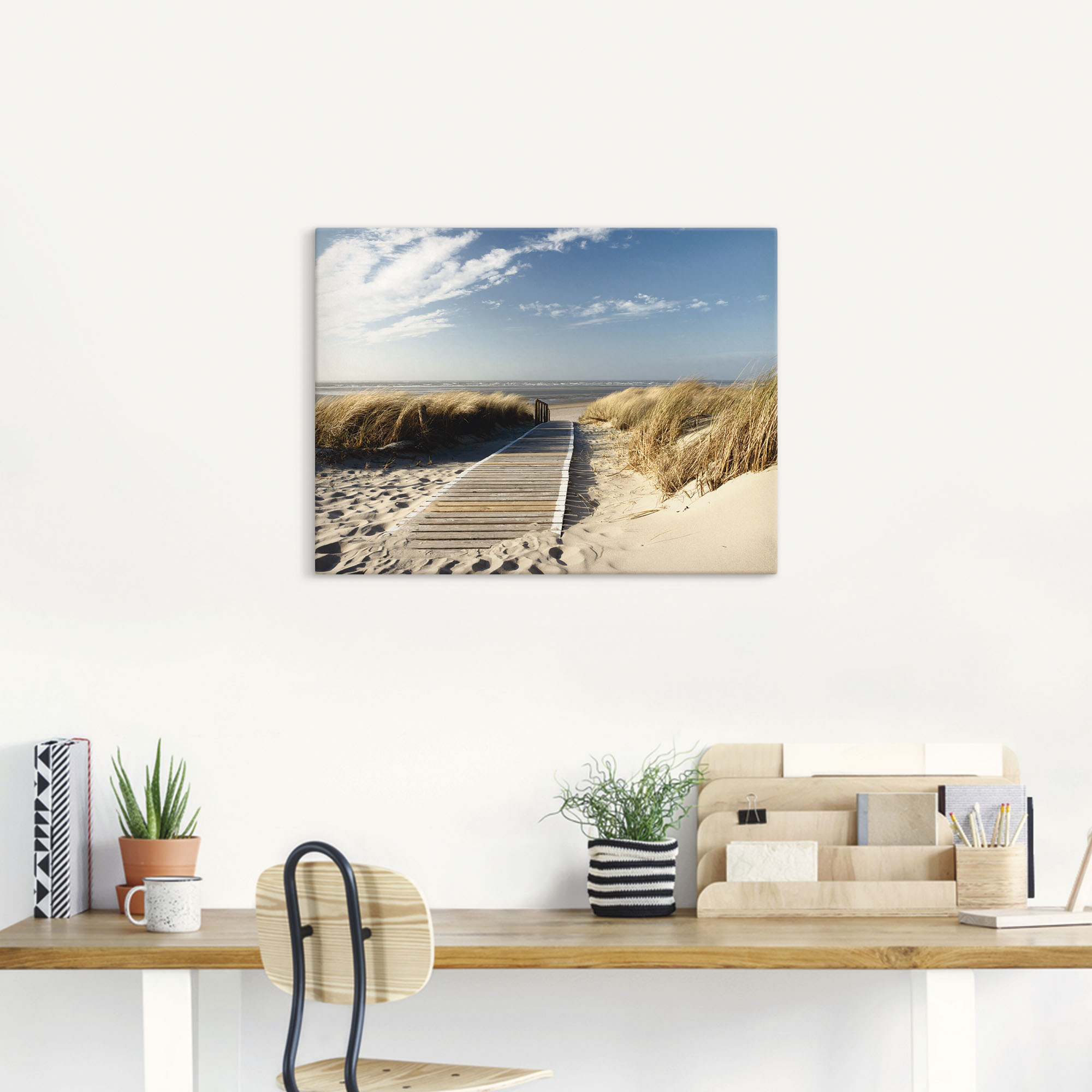 Thumbnail - Artland Leinwandbild "Nordseestrand auf Langeoog - Steg" Strand 1 Stk. tlg. als Alubild, Outdoorbild, Leinwandbild, Wand...