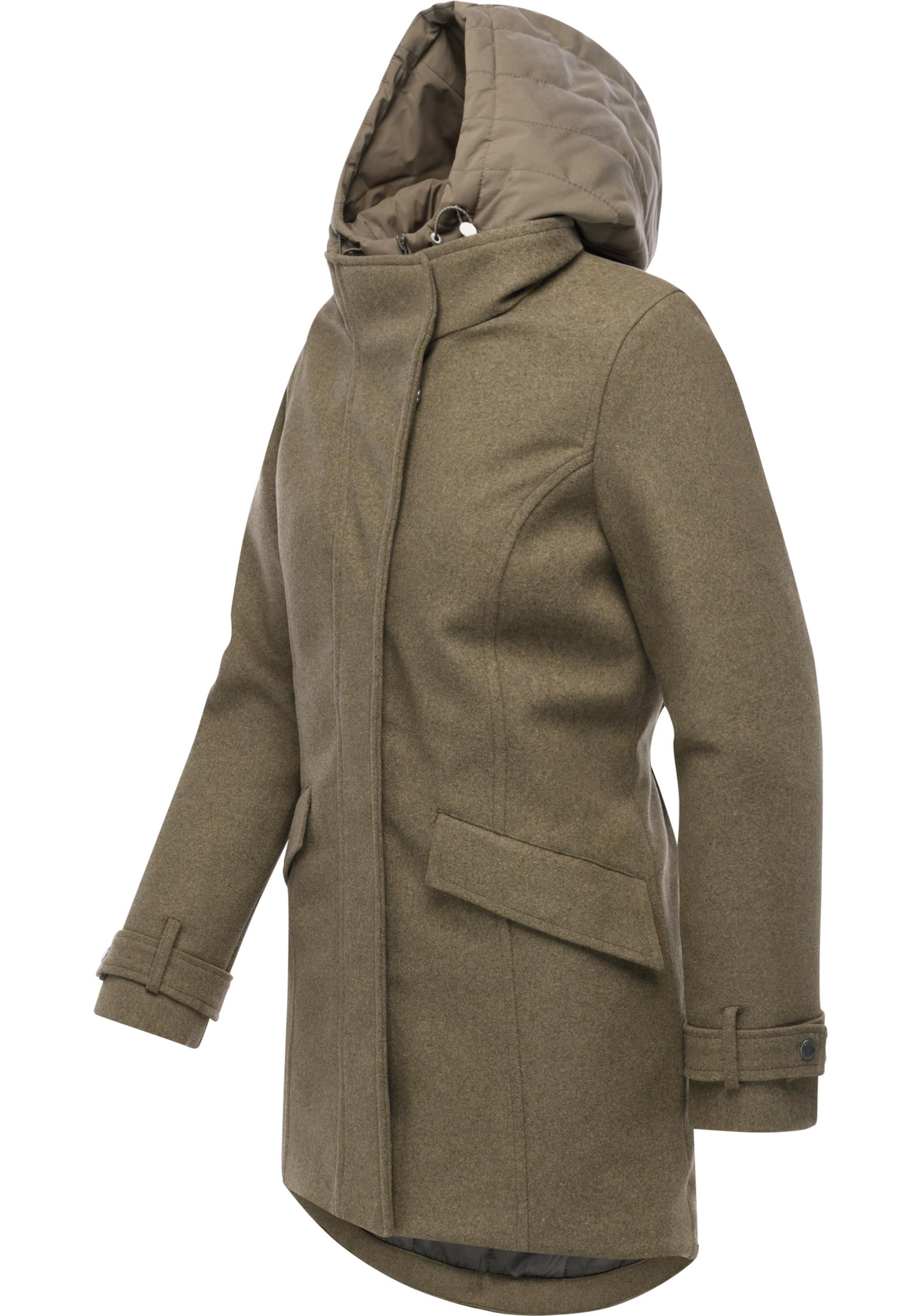 Ragwear Wintermantel »Petuja Felt YOUMODO« Klassischer Damen Kurzmantel mit Kapuze