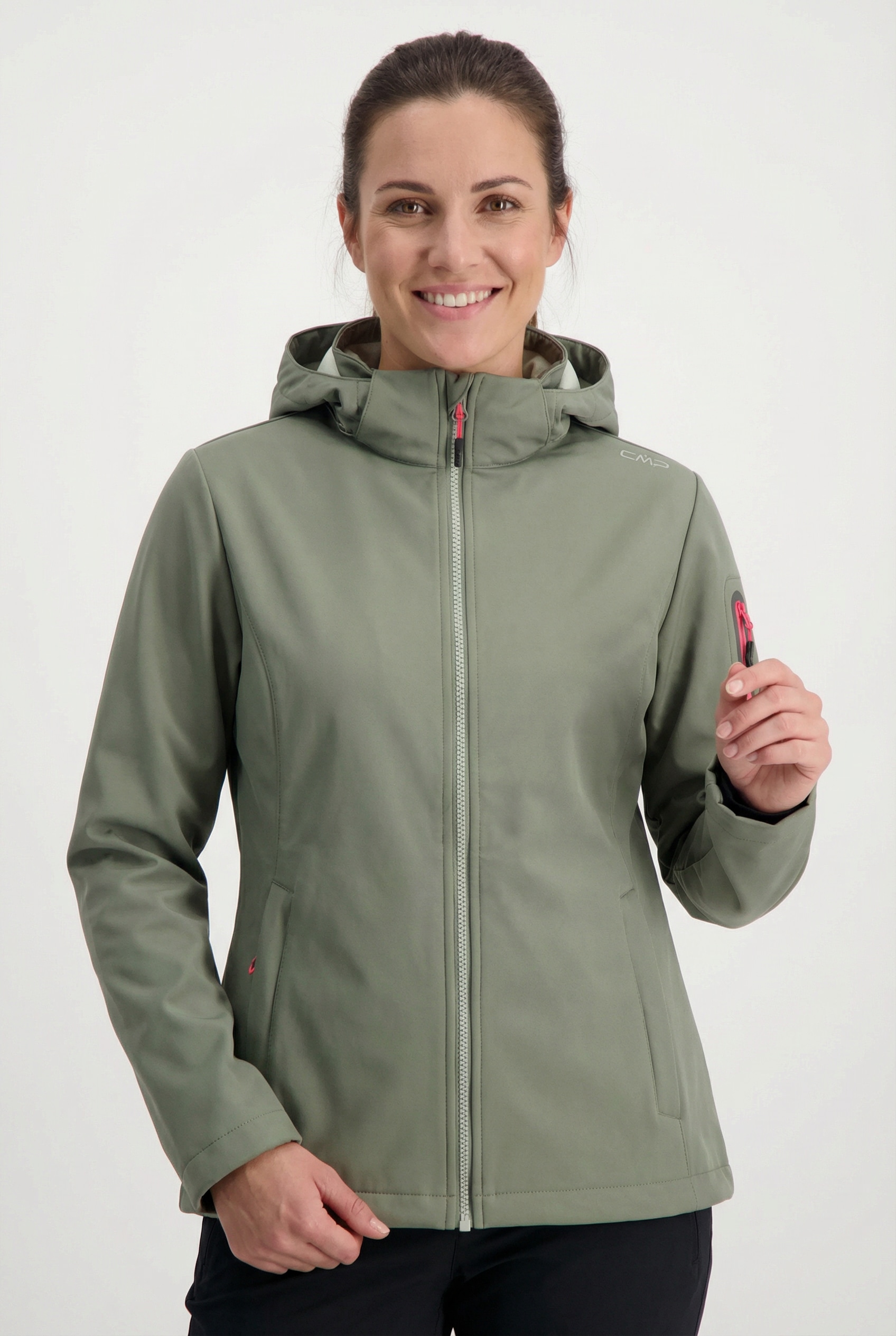 CMP Softshelljacke "WOMAN JACKET DET HOOD" mit Kapuze mit Kapuze, atmungsaktiv, windabweisend, wasserabweisend