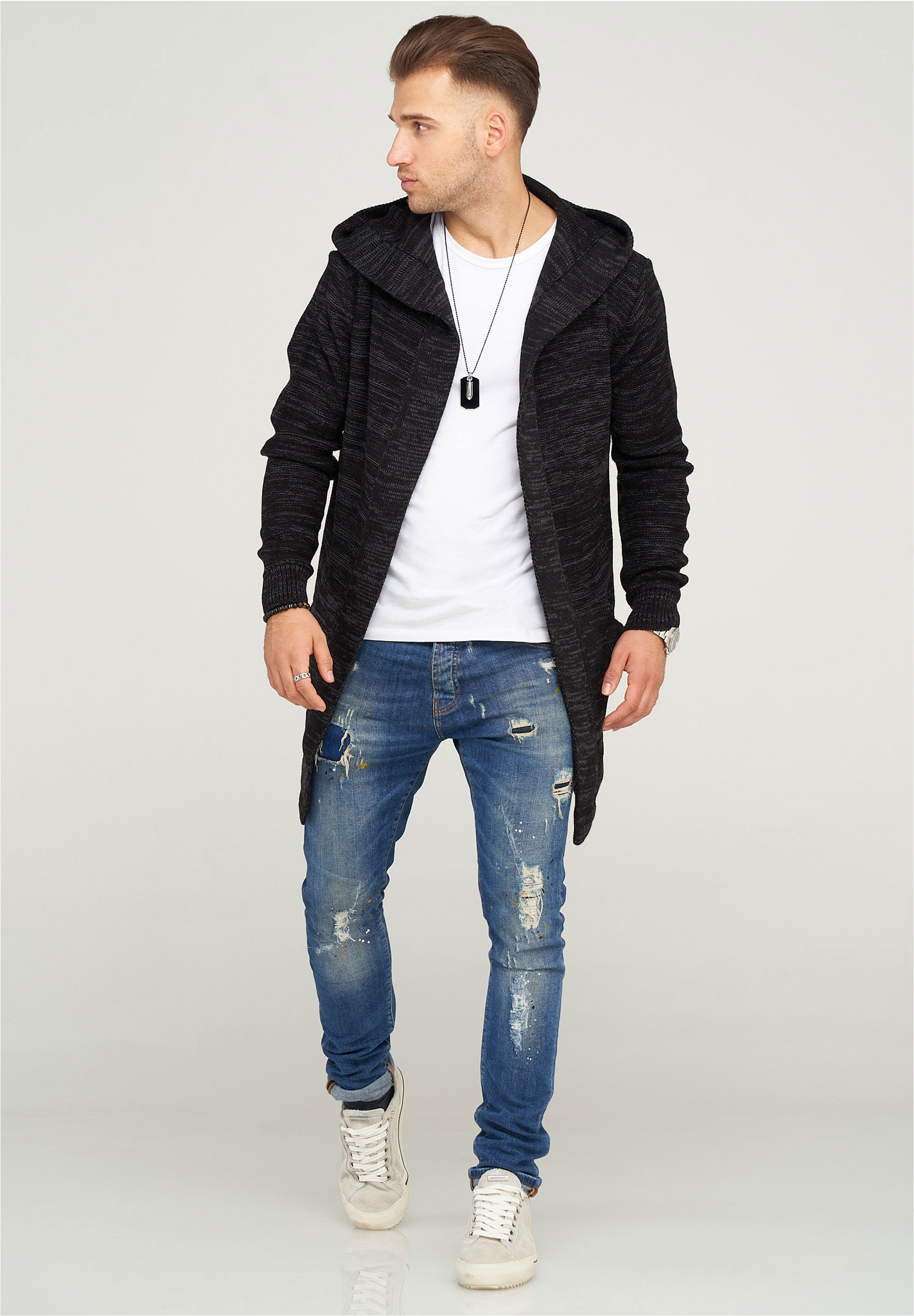 behype Strickjacke »ELIJA«, mit gemütlicher Kapuze