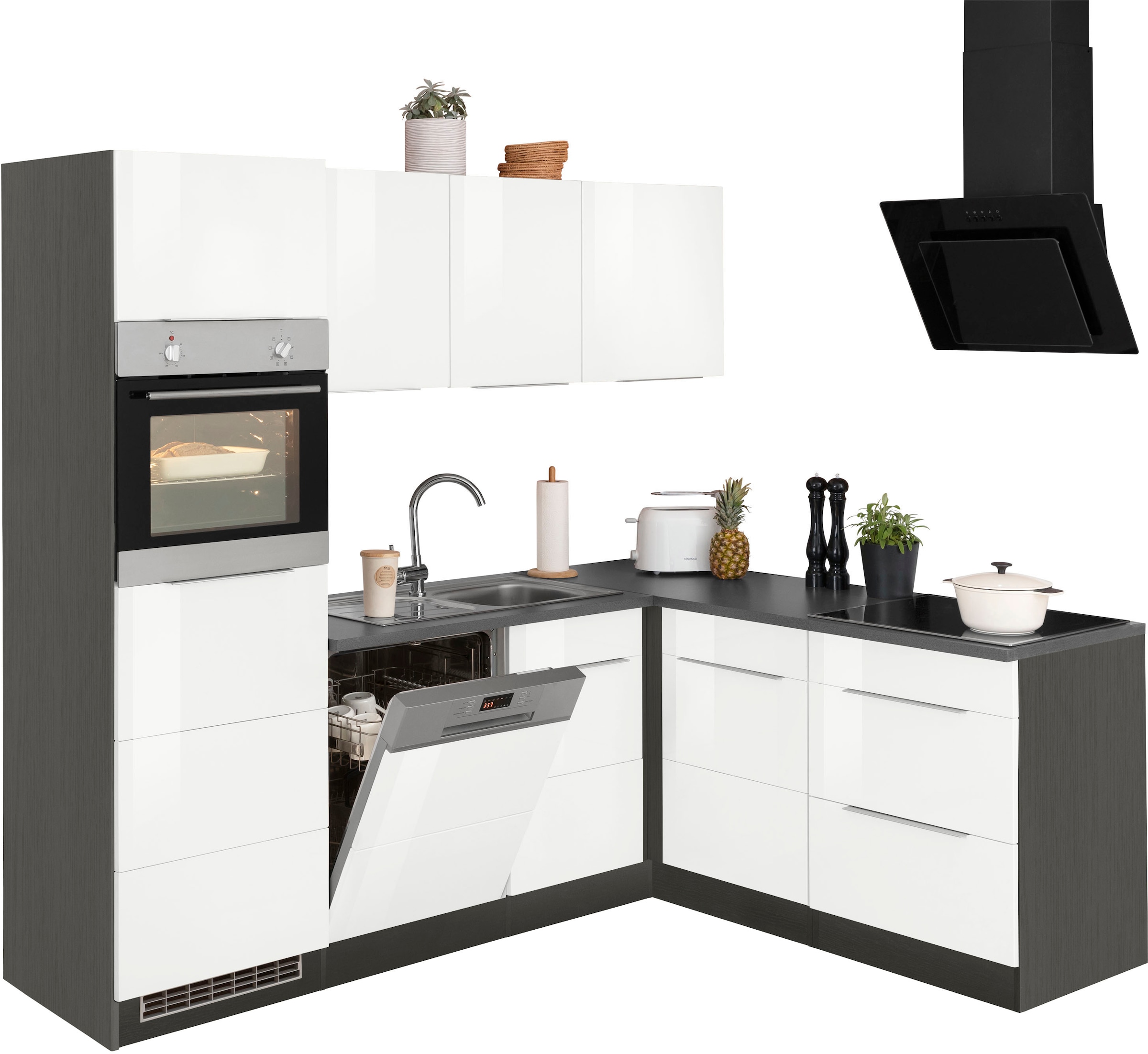 KOCHSTATION Winkelküche »KS-Brindisi«, Stellbreite 230/170 cm, wahlweise mit E-Geräten, mit MDF-Fronten