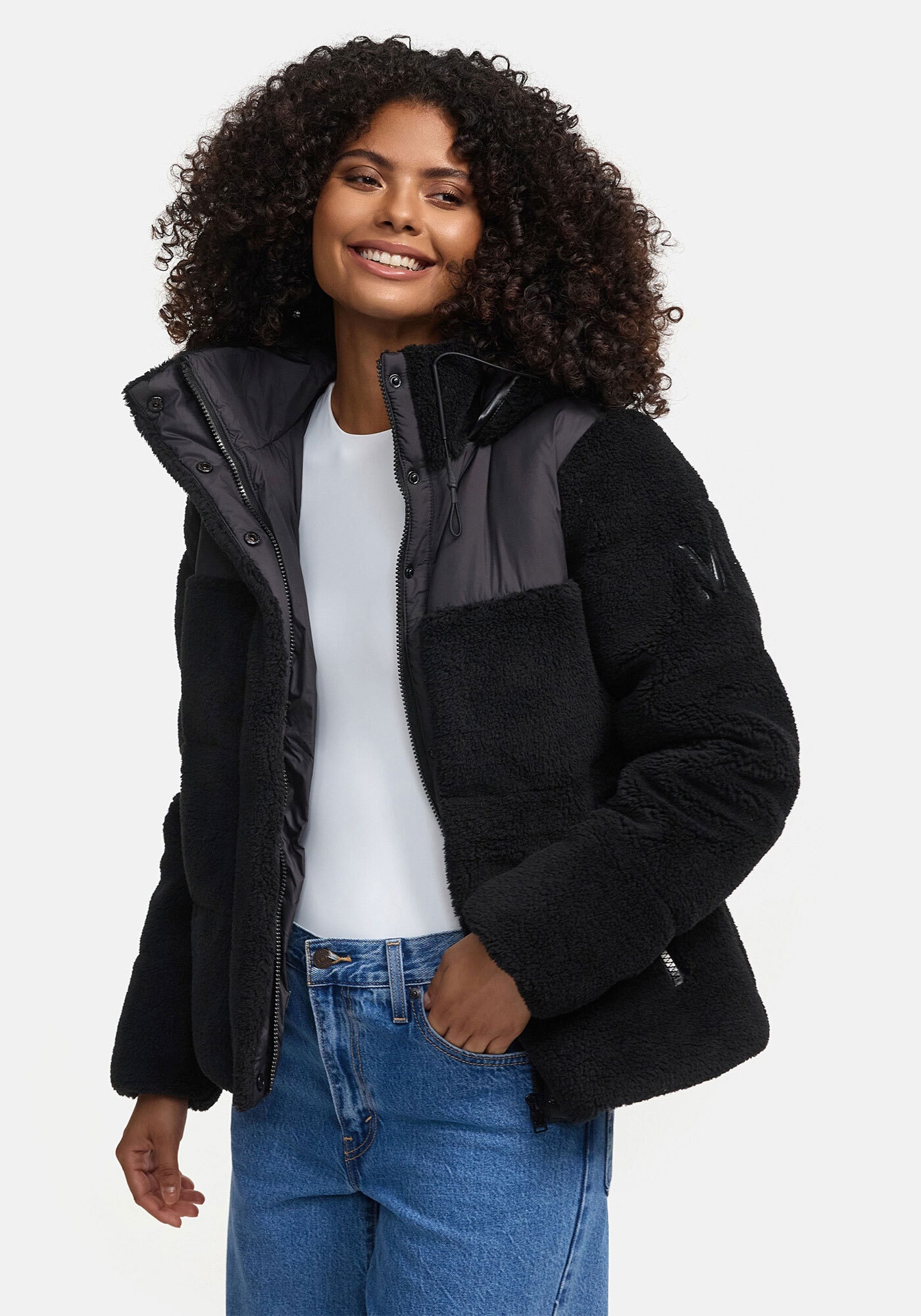 Marikoo Winterjacke »Kaguraa«, warme Teddyfell Sherpa Jacke