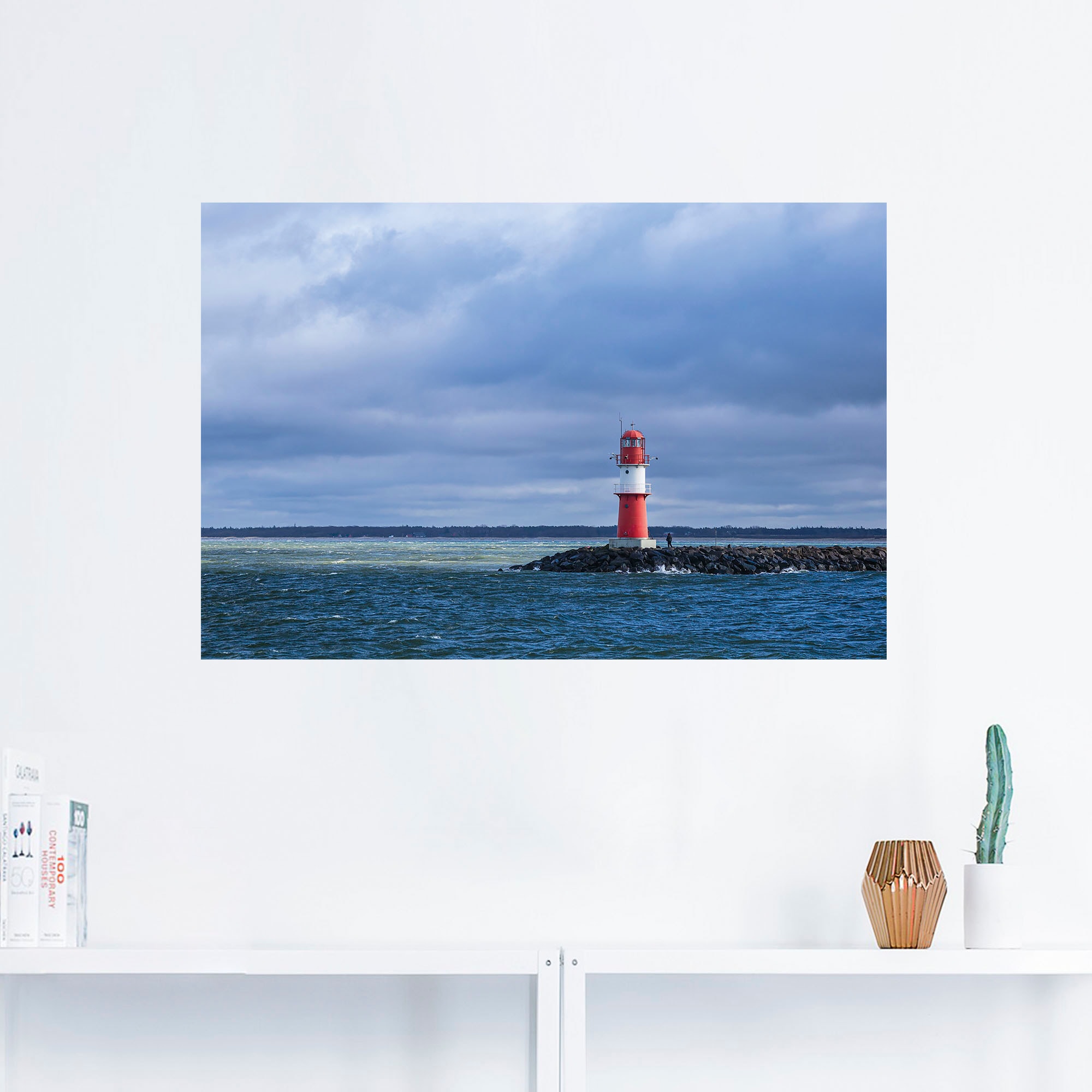 Artland Wandbild »Mole an der Ostseeküste in Warnemünde«, Gewässer, (1 St.), als Alubild, Leinwandbild, Wandaufkleber oder Poster in versch. Größen