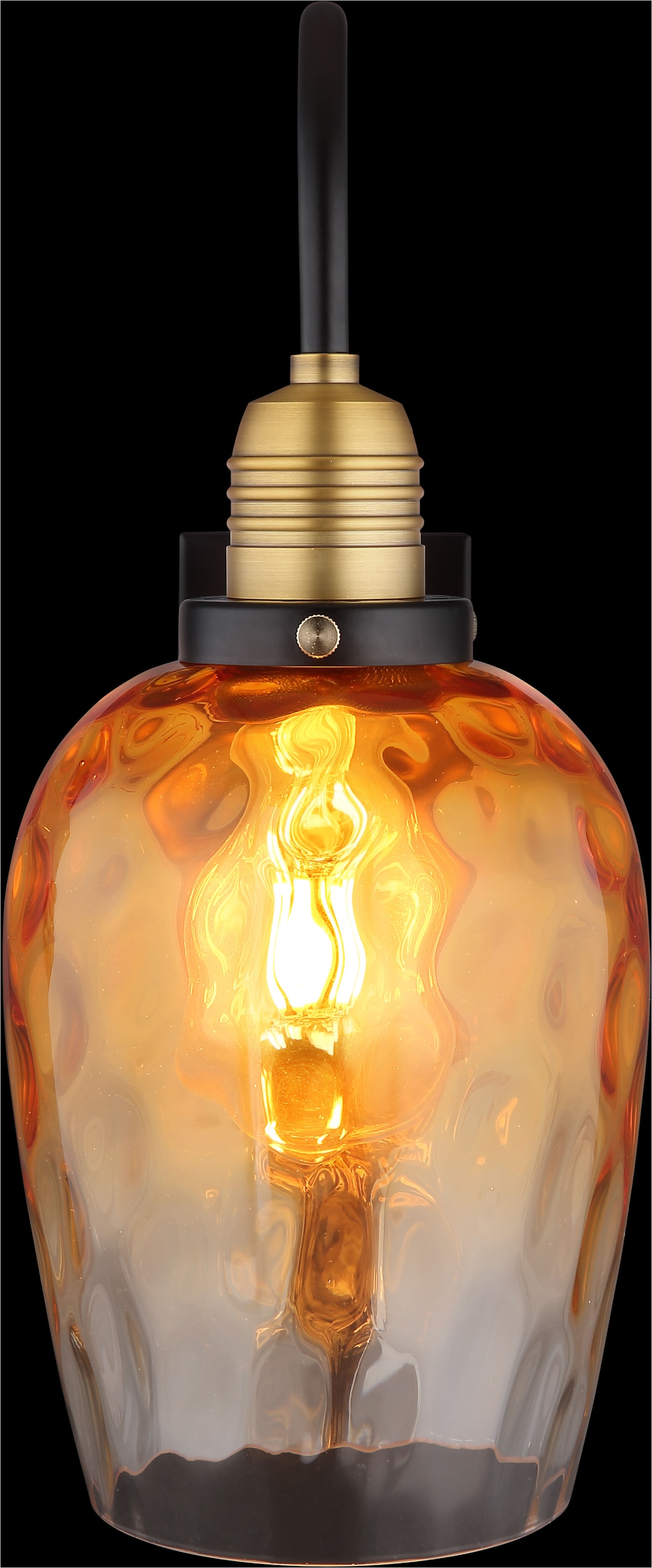 GLOBO LIGHTING Wandleuchte »SALVY«, Leuchtmittel E27 | ohne Leuchtmittel, Wandlampe/Glas amber/messingfarben/Lichtschein: abwärts