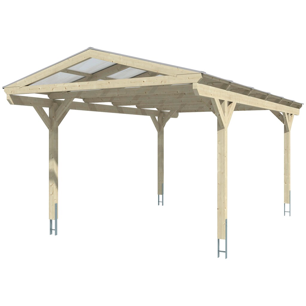 Skanholz Einzelcarport »Westerwald«, Leimholz-Nordisches Fichtenholz, 326 cm, hellbraun