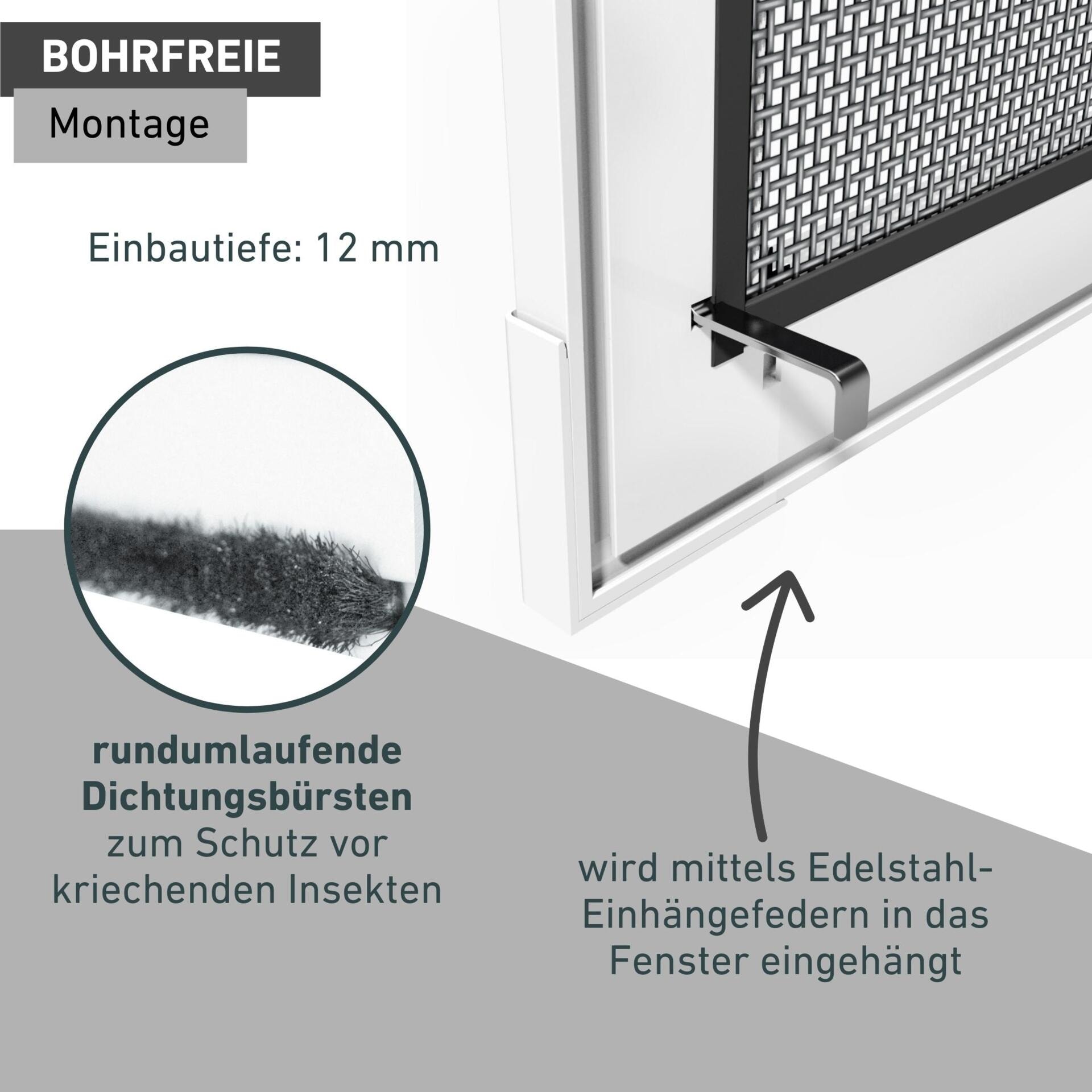 Windhager Insektenschutz-Fensterrahmen »Plus, aus Fiberglasgewebe mit Alurahmen, Fliegengitter Rahmenfenster« Fliegengitter in weiß, anthrazit erhältlich, 130x150cm, ohne bohren