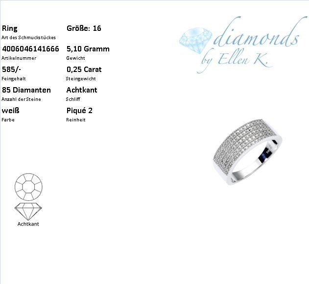 Diamonds by Ellen K. Fingerring »585 Gold Diamant zus. 0,25ct.«