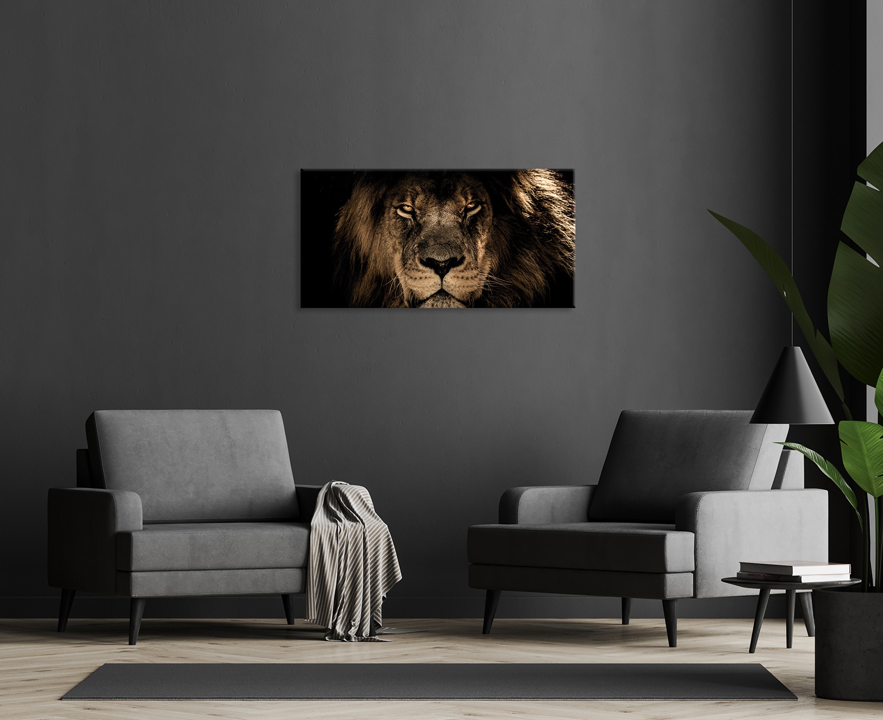 Bönninghoff Leinwandbild »Wandbild LÖWE 50x100 cm – Leinwandbild Keilrahmen Deko modern« Löwe 1 Stk. tlg. auf Keilrahmen gespannt