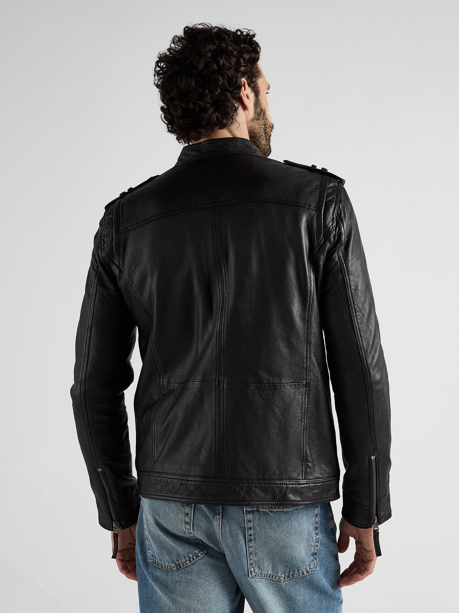 Bikerjacke JCC "1101019-2", Herren, Gr. 4XL, schwarz, Obermaterial: 100% Leder Lamm; Futter: 50% Polyester, 50% Baumwolle; Ärmelfutter: 100% Polyester, Jacken 3