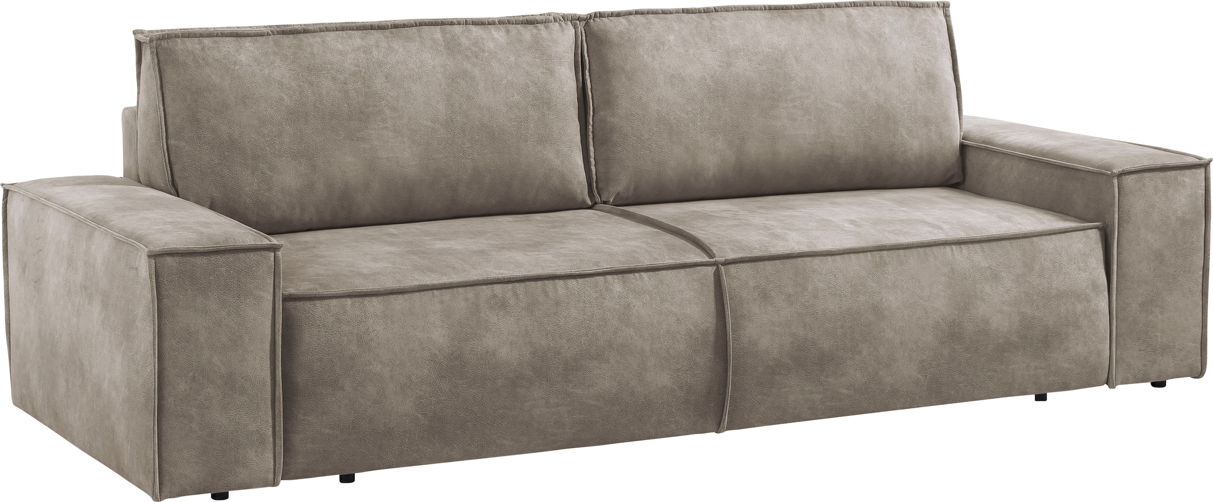 Home affaire 3-Sitzer »SHERWOOD Schlafsofa (257cm) Cord, Samtvelours, Vintage-Lederoptik«, Schlaffunktion mit Bettkasten (ca. 136/200cm)