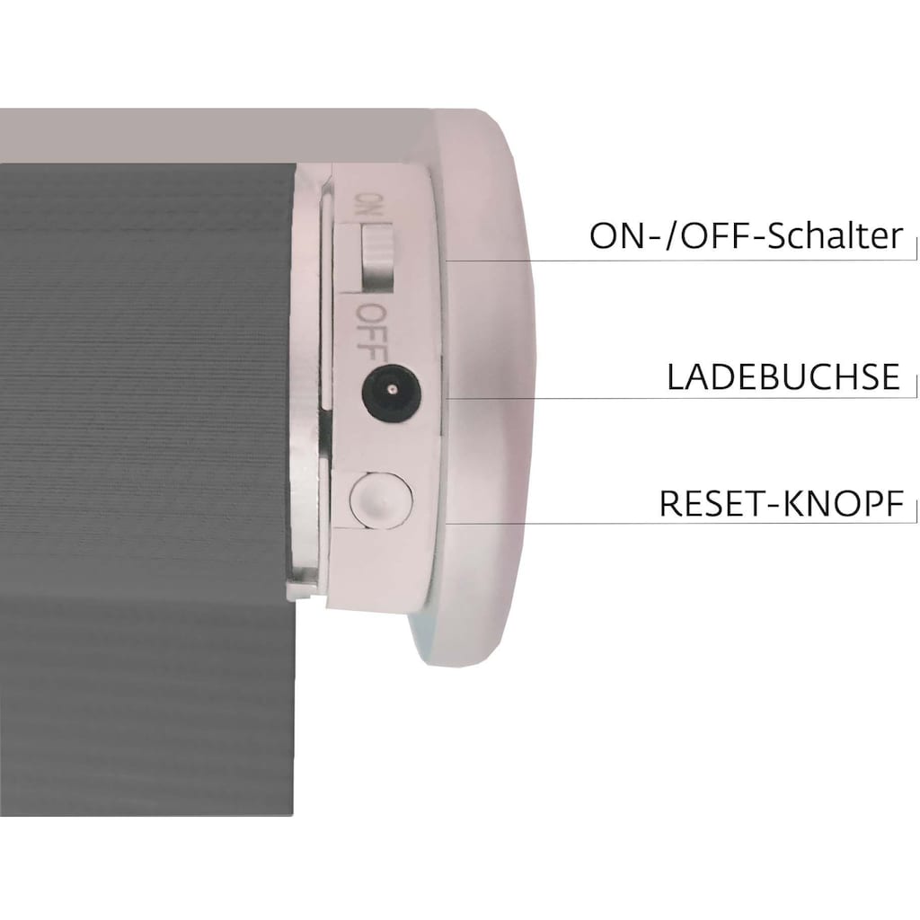 sunlines Elektrisches Rollo »Akkurollo Upcycling appgesteuert, blickdicht, Sunlines«, blickdicht, ohne Bohren, appgesteuert via Bluetooth, nachhaltig