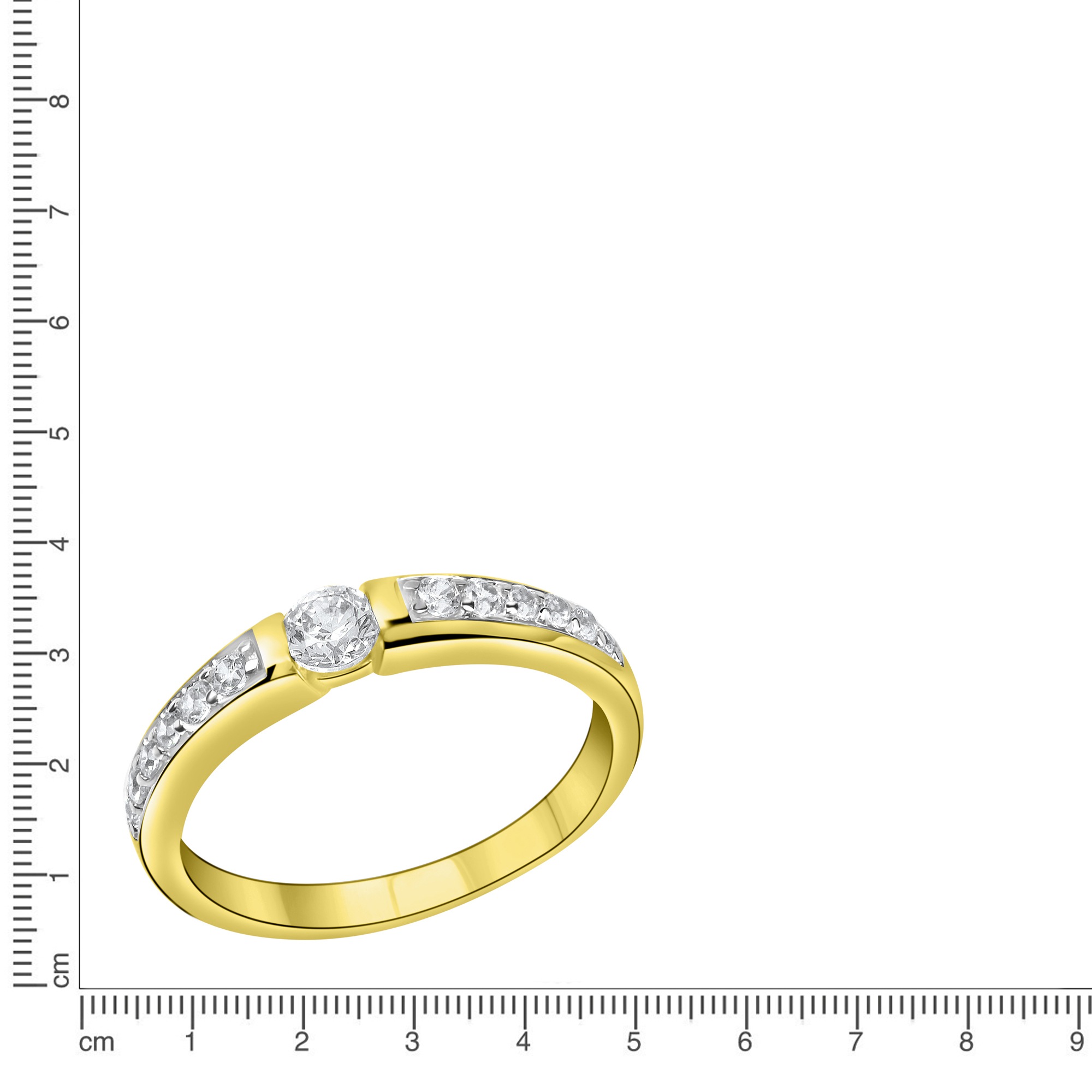 Fascination by Ellen K. Fingerring »375/- Gelbgold teil rhodiniert Zirkonia«