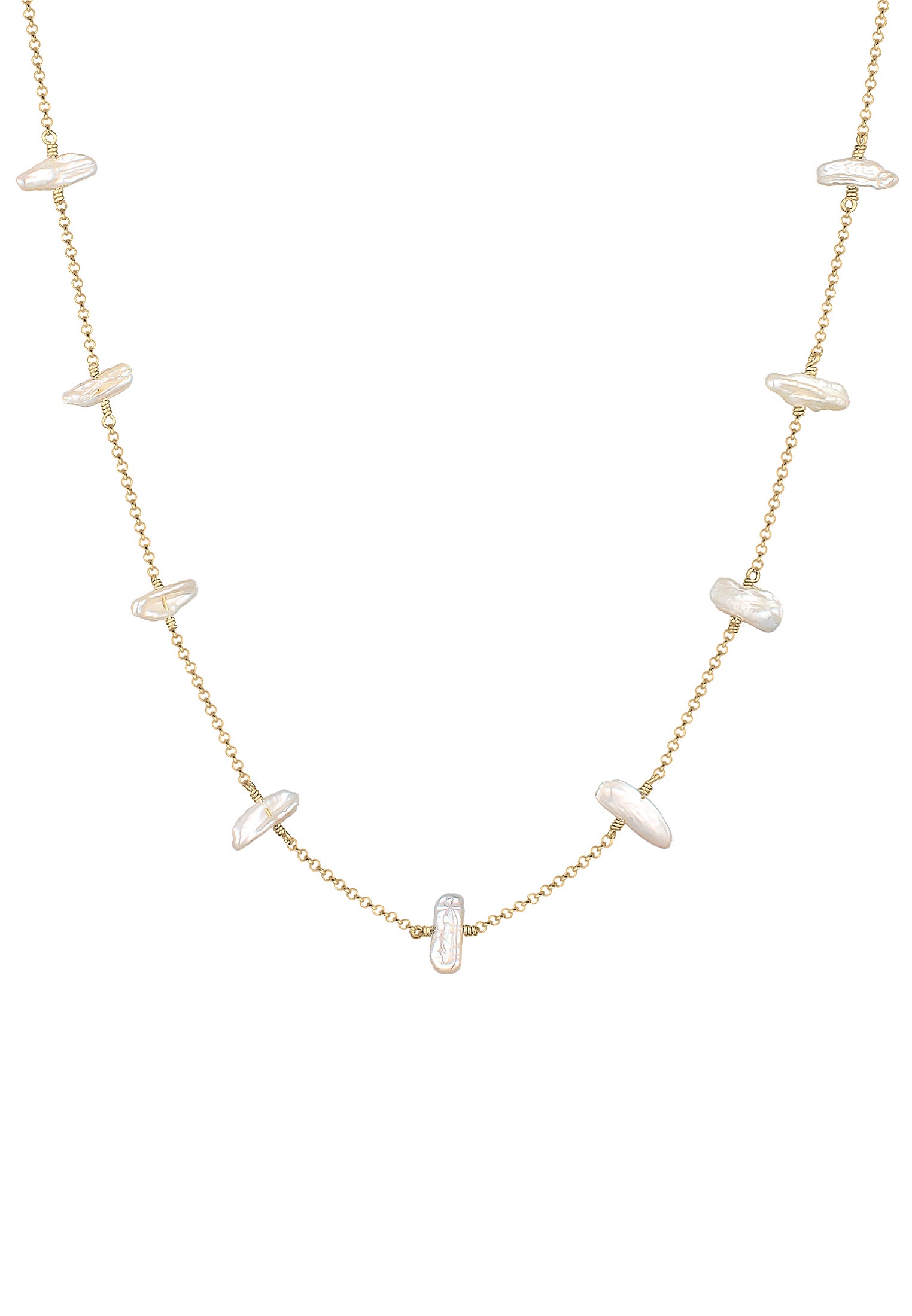 Elli Perlenkette »Süßwasserzuchtperle Barock Natur Edel 925 Silber«