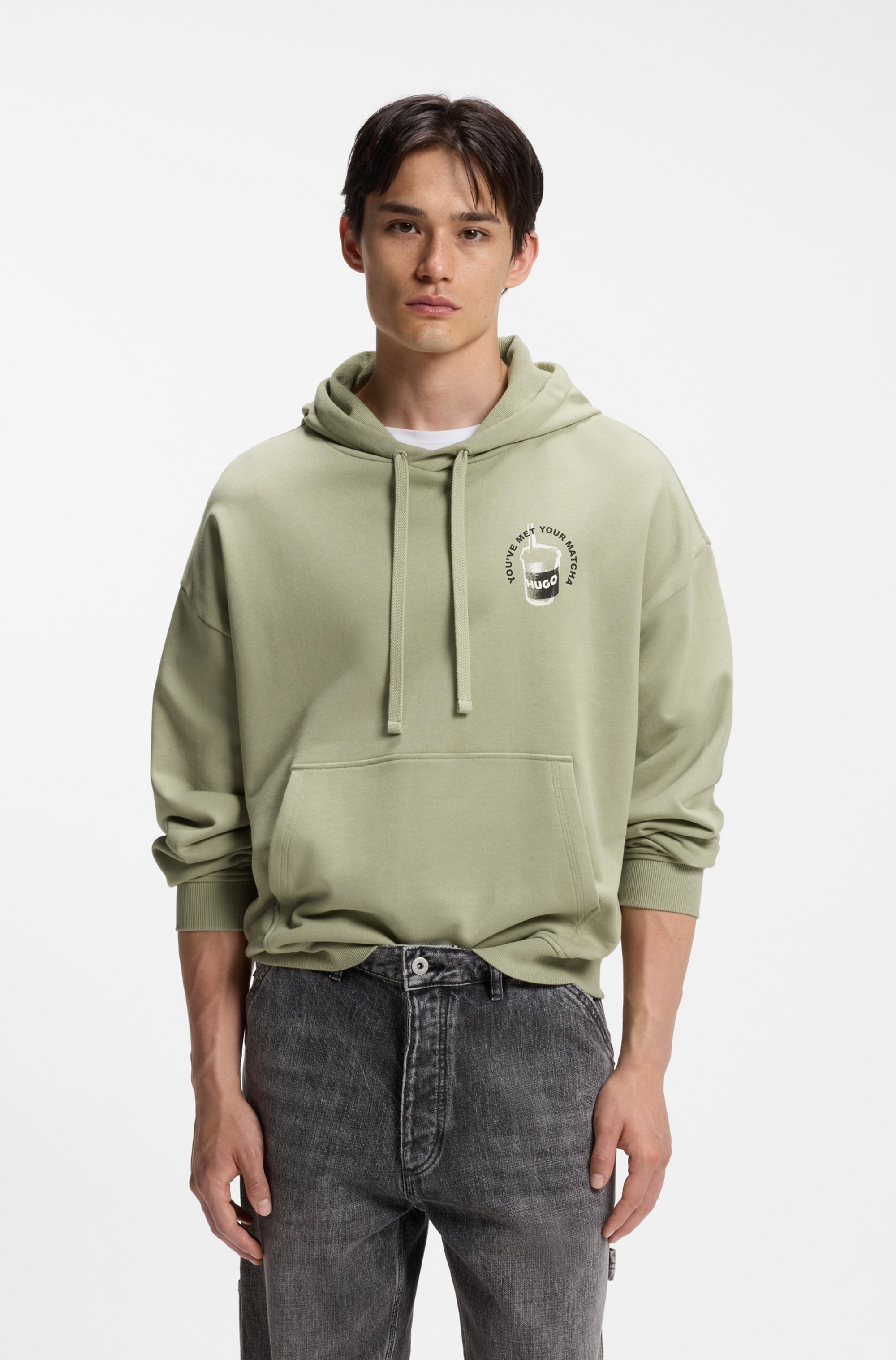 HUGO Kapuzensweatshirt "Necdysis", Regular Fit, Kapuze mit Kordelzug, reine Baumwolle