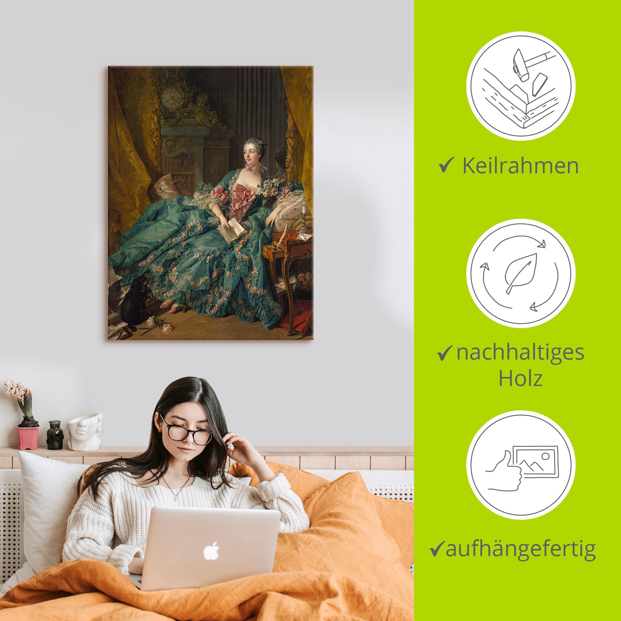 Artland Wandbild »Bildnis der Marquise de Pompadour. 1756«, Frau, (1 St.), als Leinwandbild, Poster in verschied. Größen