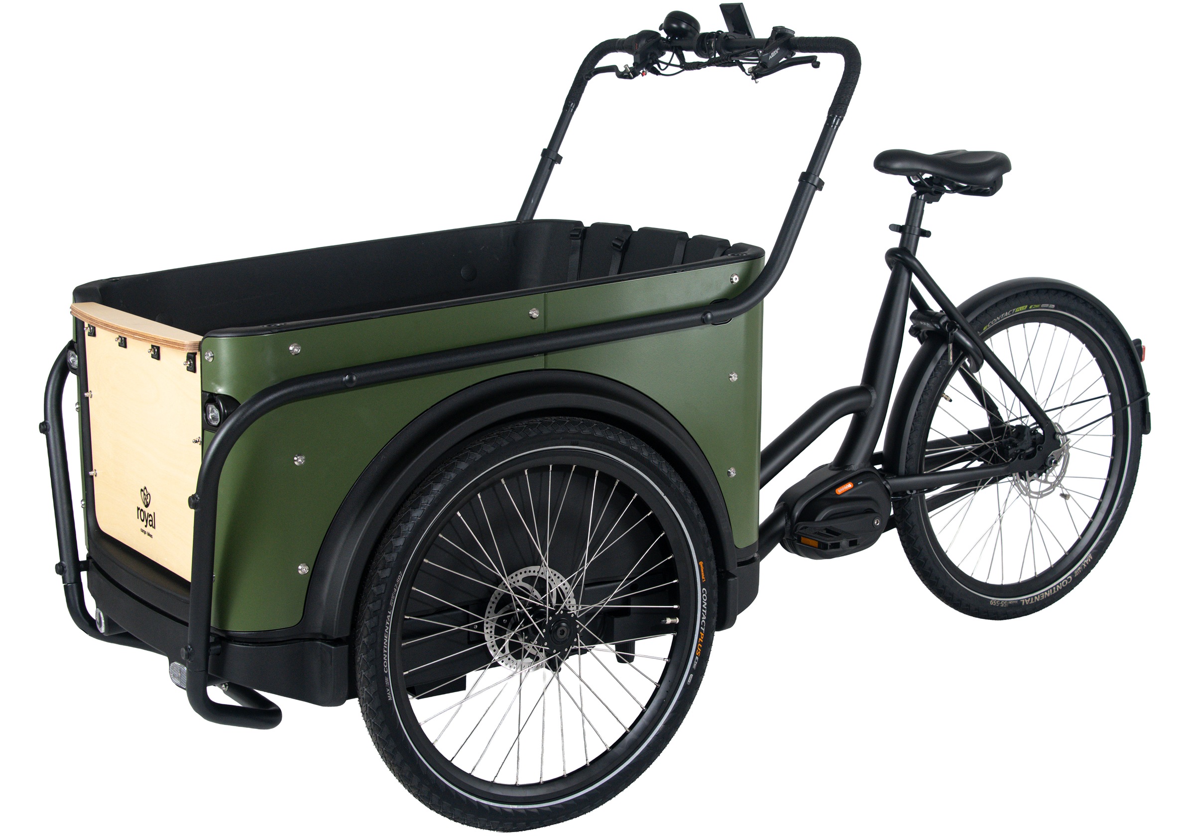Royal Cargo Bikes »Cargo 3W Premium 17,5Ah / 630 Wh 24 / 26 Zoll grün« 7 Gang Shimano Nexus Schaltwerk Nabenschaltung Mittelmotor 250 W