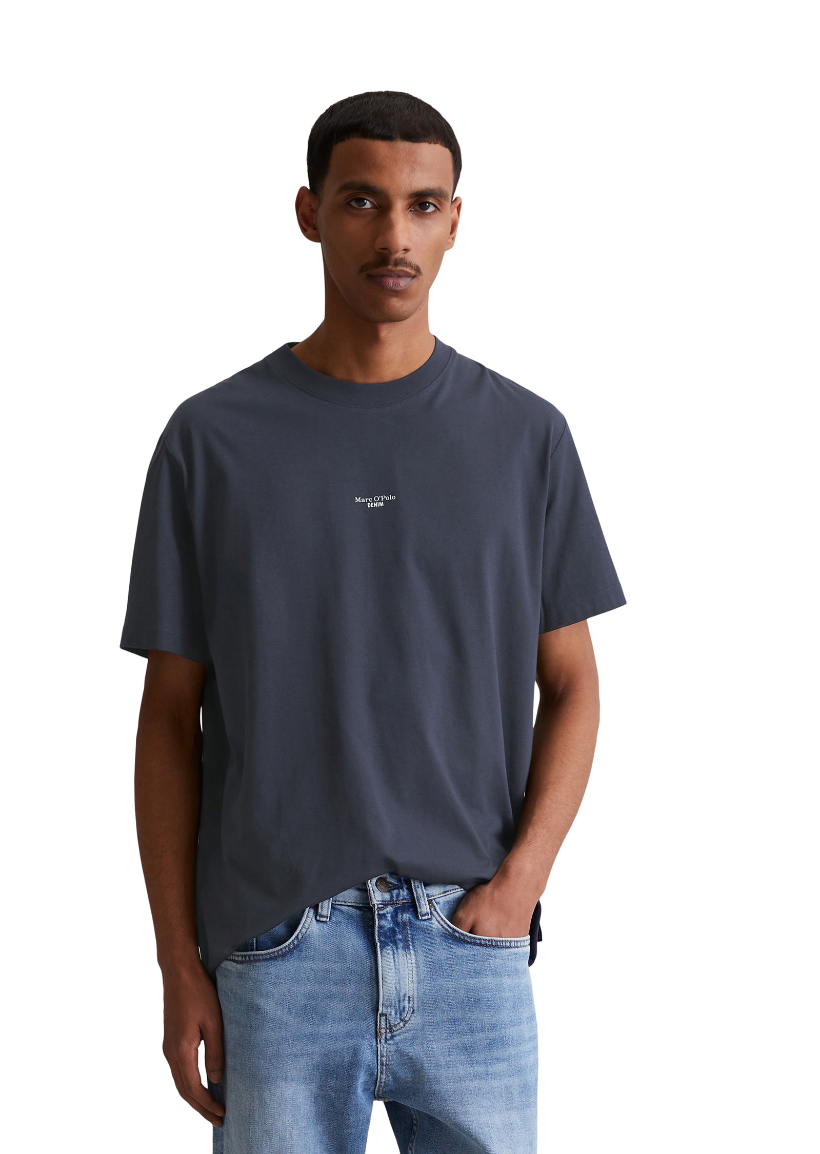 Marc O'Polo DENIM T-Shirt mit Labeling vorne mittig
