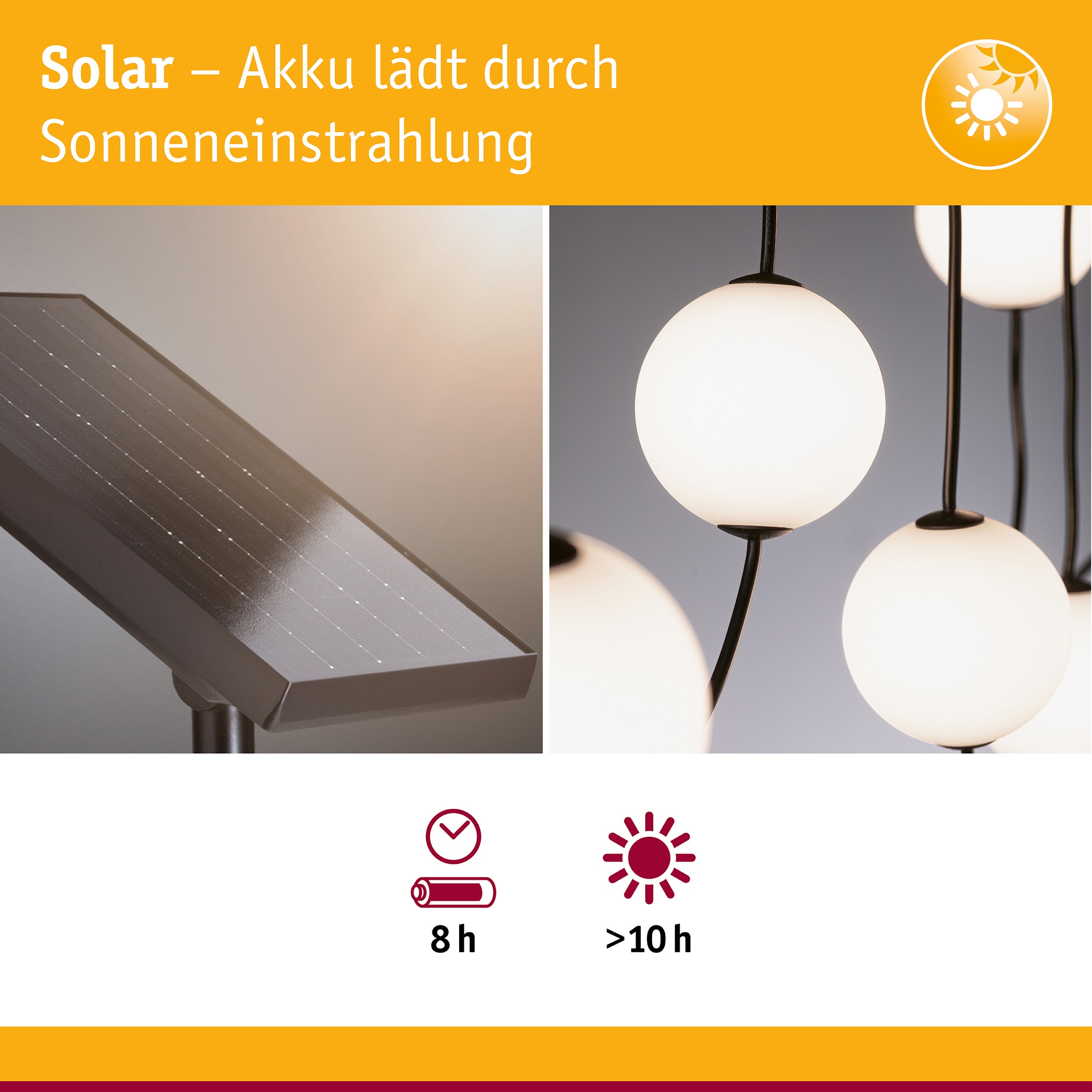 Paulmann LED-Lichterkette »Naima IP67 3000K 5,8m 6x60lm Schwarz« 6 Stk.-flammig spritzwassergeschützt