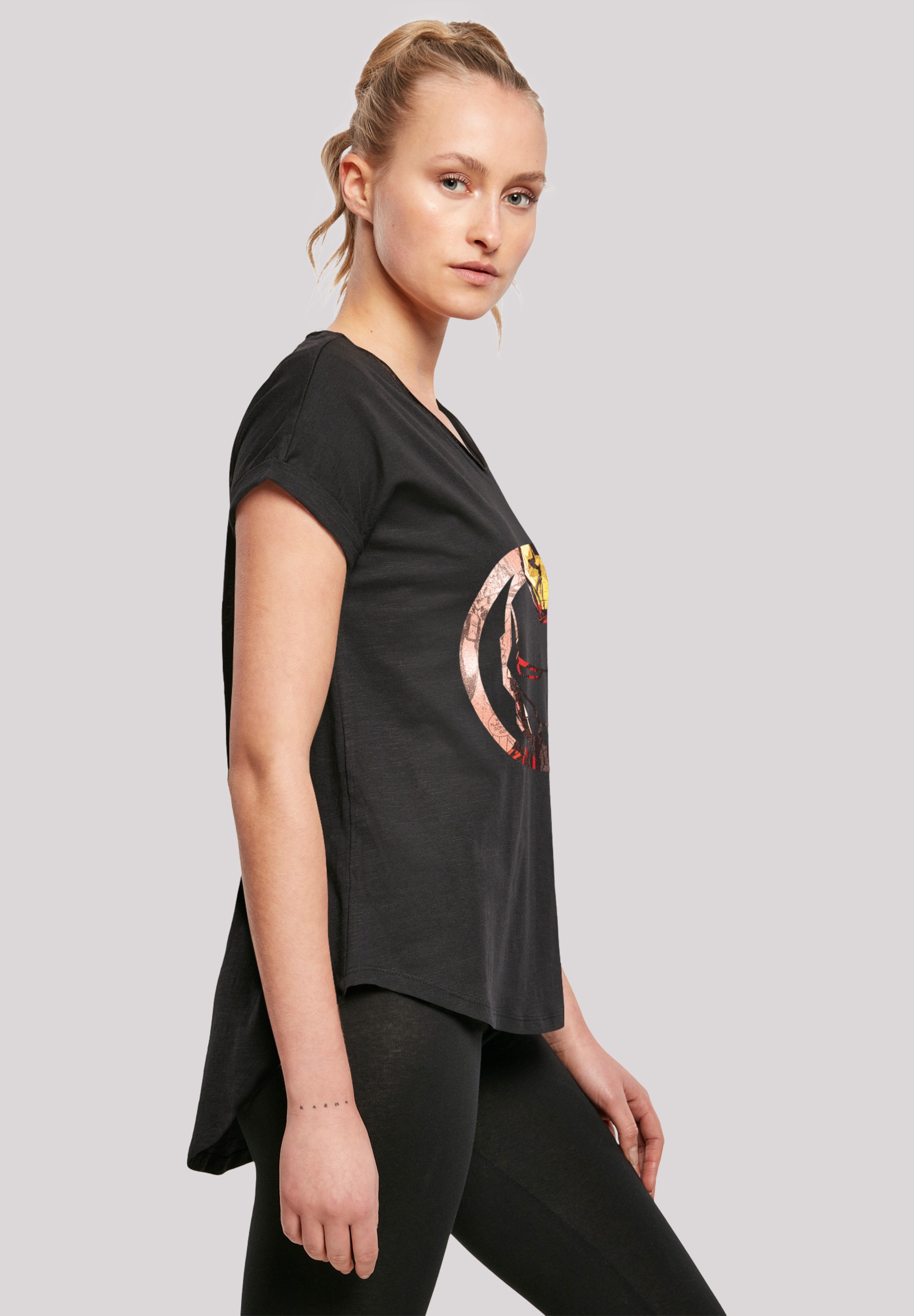 F4NT4STIC T-Shirt »Marvel Superhelden Iron Man Montage Symbol«, Damen,Premium Merch,Lang,Longshirt,Logo Print