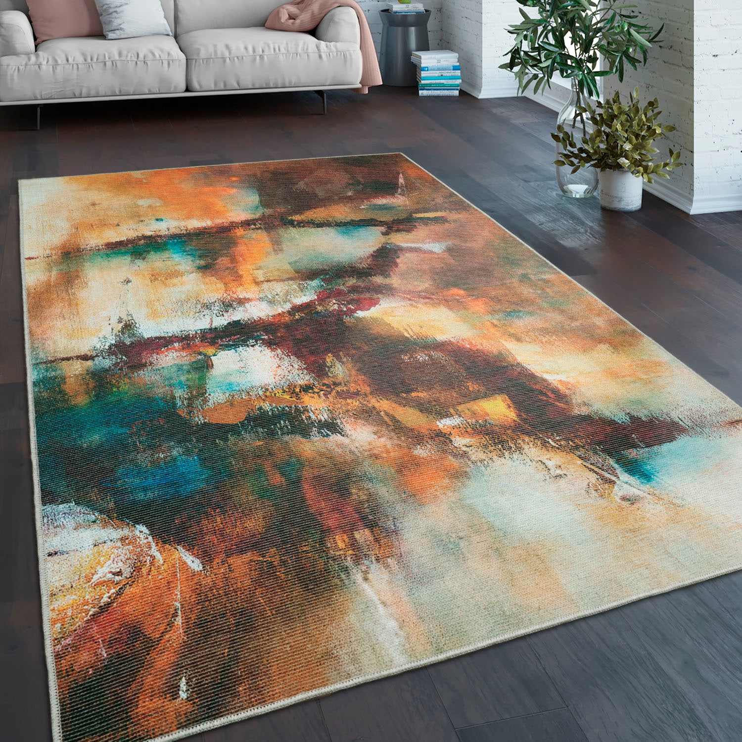 Paco Home Teppich »Marseille 935«, rechteckig, 4 mm Höhe, Kurzflor, modernes abstraktes Design