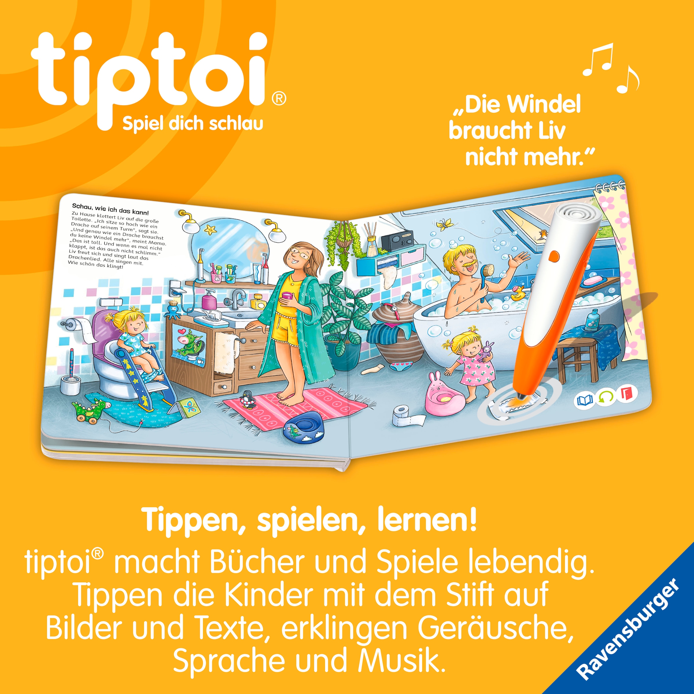 Ravensburger Buch »tiptoi® Abenteuer Großwerden - Liv geht aufs Töpfchen«, Made in Europe