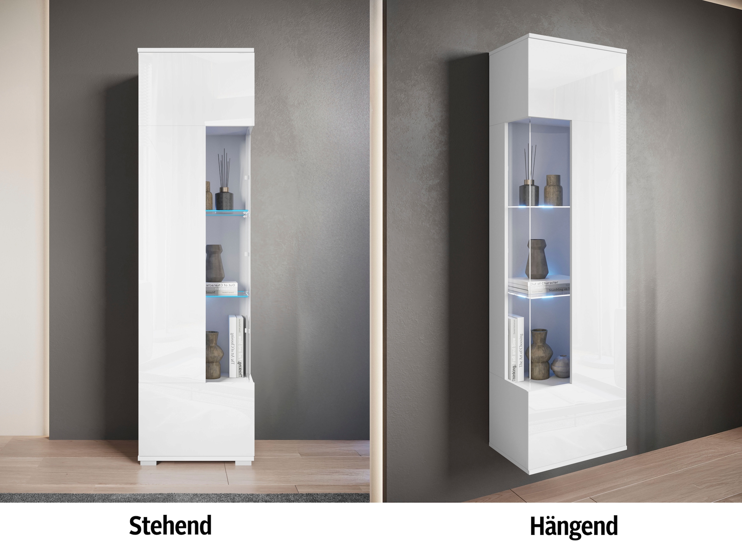 INOSIGN Vitrine »Kenia, stehend und hängend«, (1 St.), Vitrineschrank mit Glastüren 160 cm Höhe
