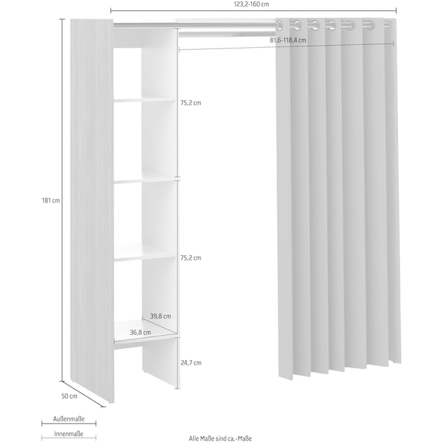 TemaHome Kleiderschrank »Tom«, ausziehbarer Kleiderschrank, Vorhang und viele  Fächer, Höhe 181 cm kaufen | BAUR