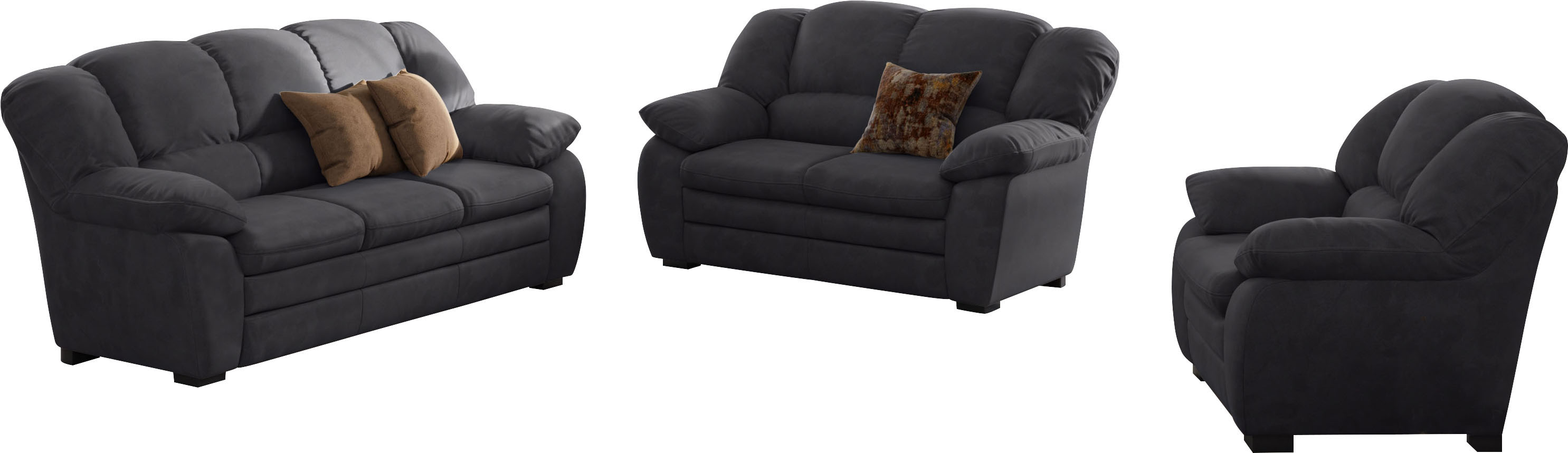 COTTA Polstergarnitur "Casino, 3tlg. Set, Sofa Wohnzimmer Garnitur, Wellenunterfederung" Set, 3 tlg. Sessel, 2-Sitzer, 2,5-Sitzer, hohe Rückenlehne