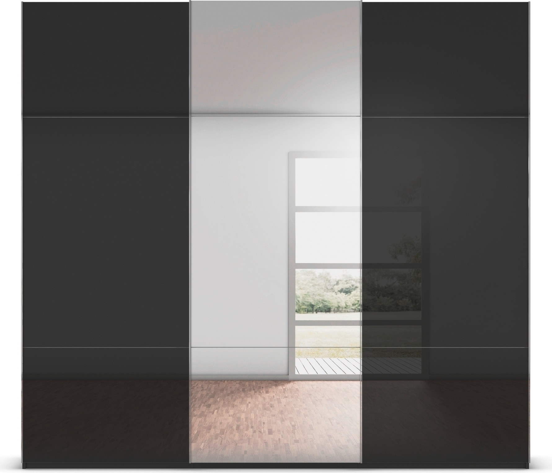 rauch Schwebetürenschrank »Kleiderschrank Schrank Garderobe Schlafzimmerschrank CONTIDO«, (in 3 verschiedenen Ausstattungen BASIC/CLASSIC/PREMIUM), aus hochwertigem Material in 6 Breiten 2 Griff-Farben MADE IN GERMANY